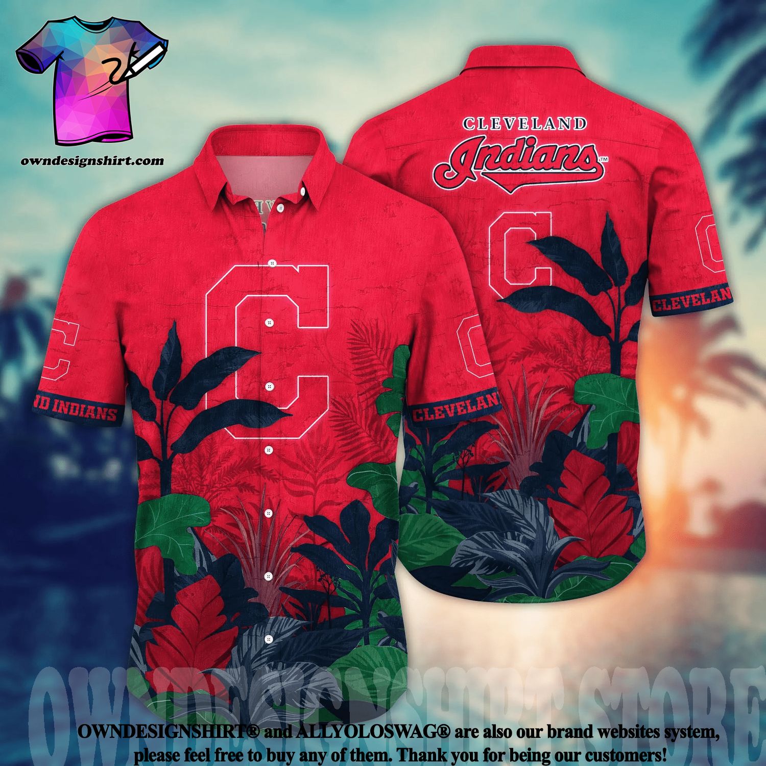 The best selling] Cleveland Indians MLB Flower 3D Hawaiian Shirt