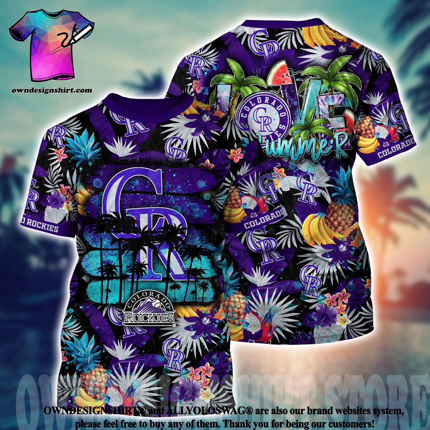 Colorado Rockies Tropical Floral Custom Name Aloha Hawaiian Shirt
