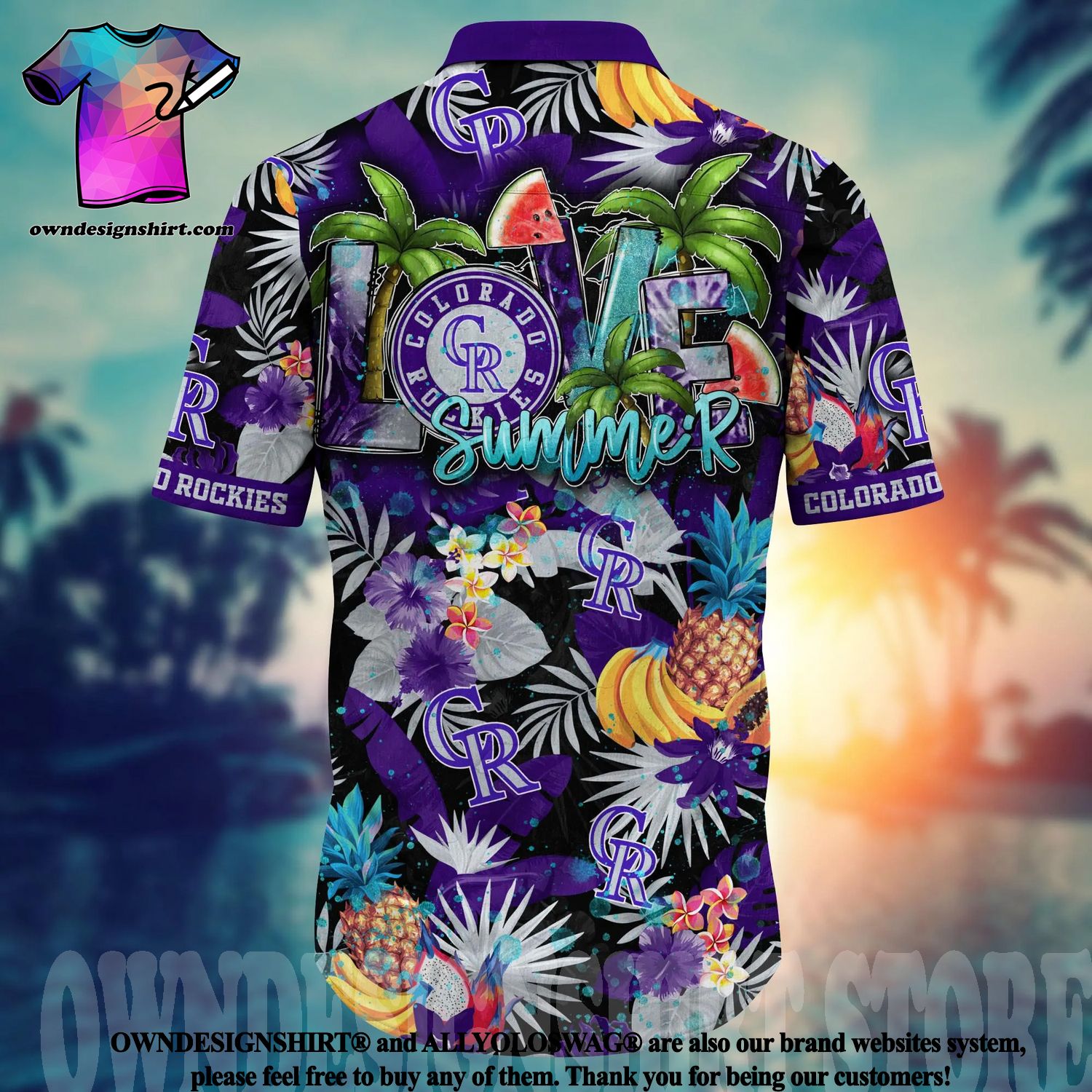 Colorado Rockies Logo Aloha Hawaiian Shirt - RaraPrints