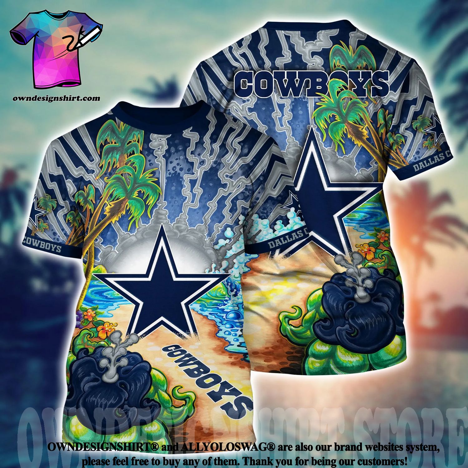 The best selling] Dallas Cowboys NFL Floral Full Printing Hawaiian Shirt