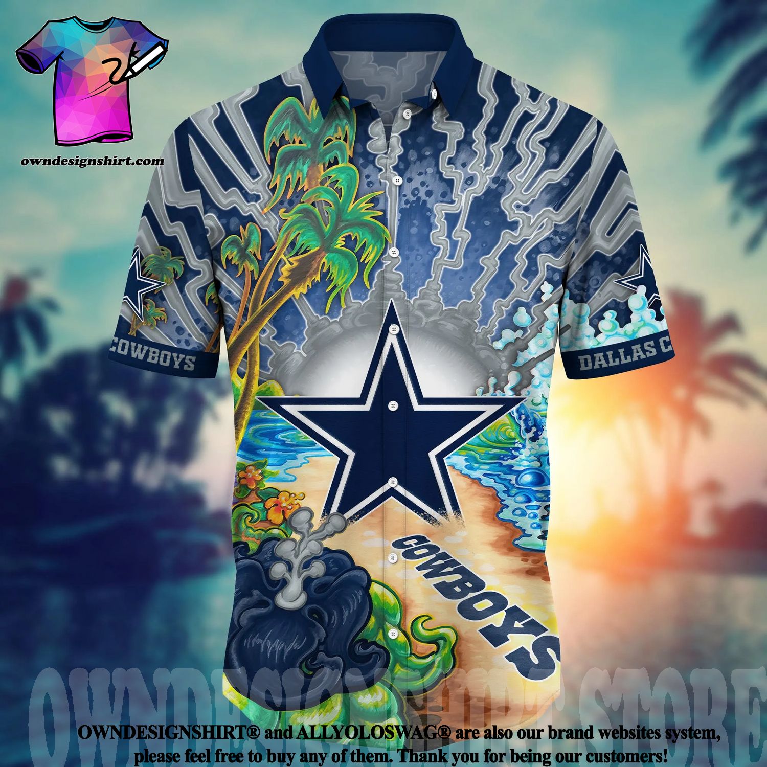 Cowboys Men's Hawaiian Shirt Short Sleeve T-Shirt - Dallas Cowboys