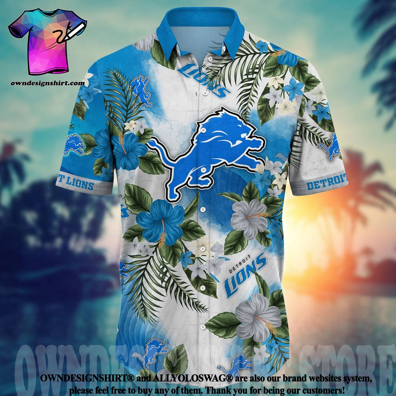 The best selling] Detroit Lions NFL Floral Tropical All Over