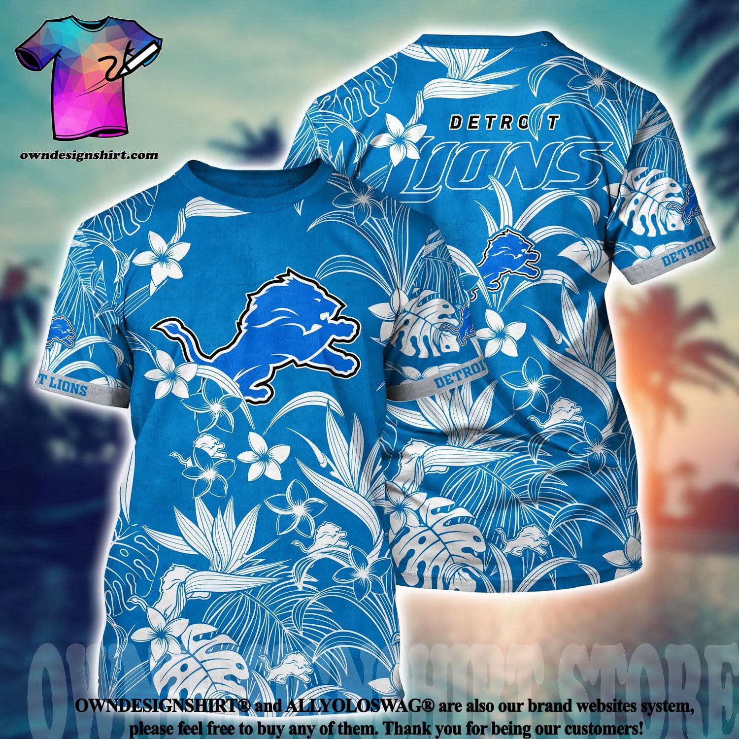 The best selling] Detroit Lions NFL Floral Tropical All Over Printed  Classic Hawaiian Shirt