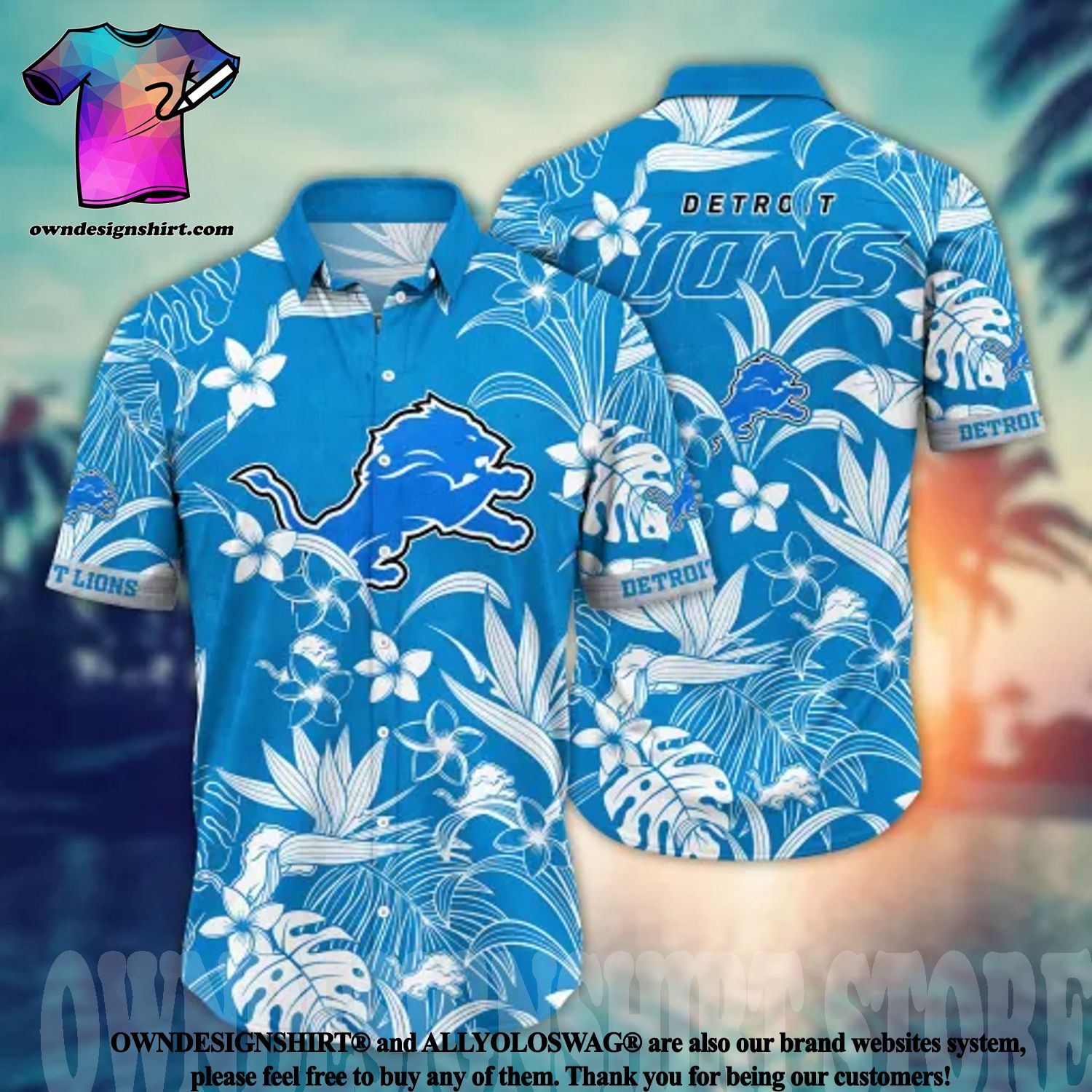 The best selling] Detroit Lions NFL Floral Tropical All Over