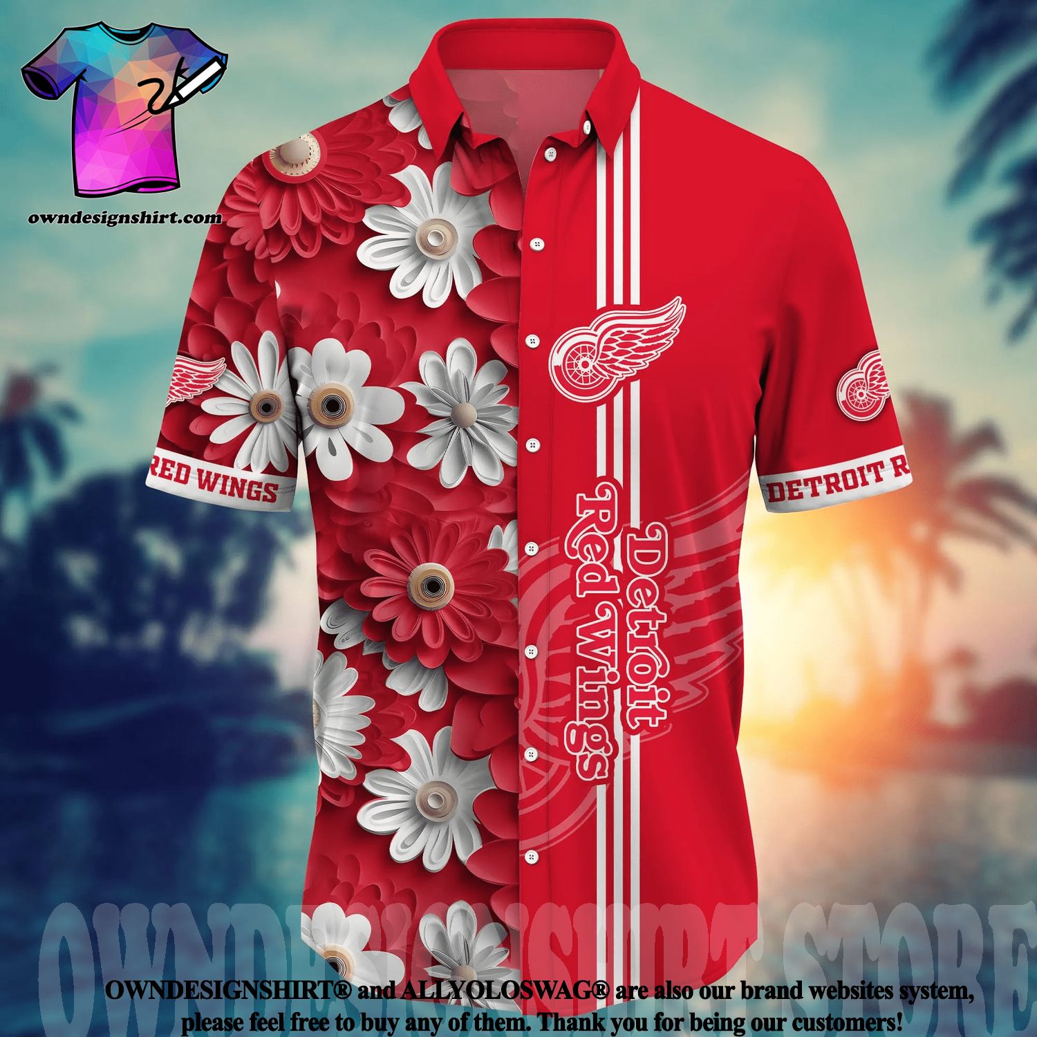 Detroit Red Wings NHL Palm Tree Summer Hawaiian Shirt - Binteez
