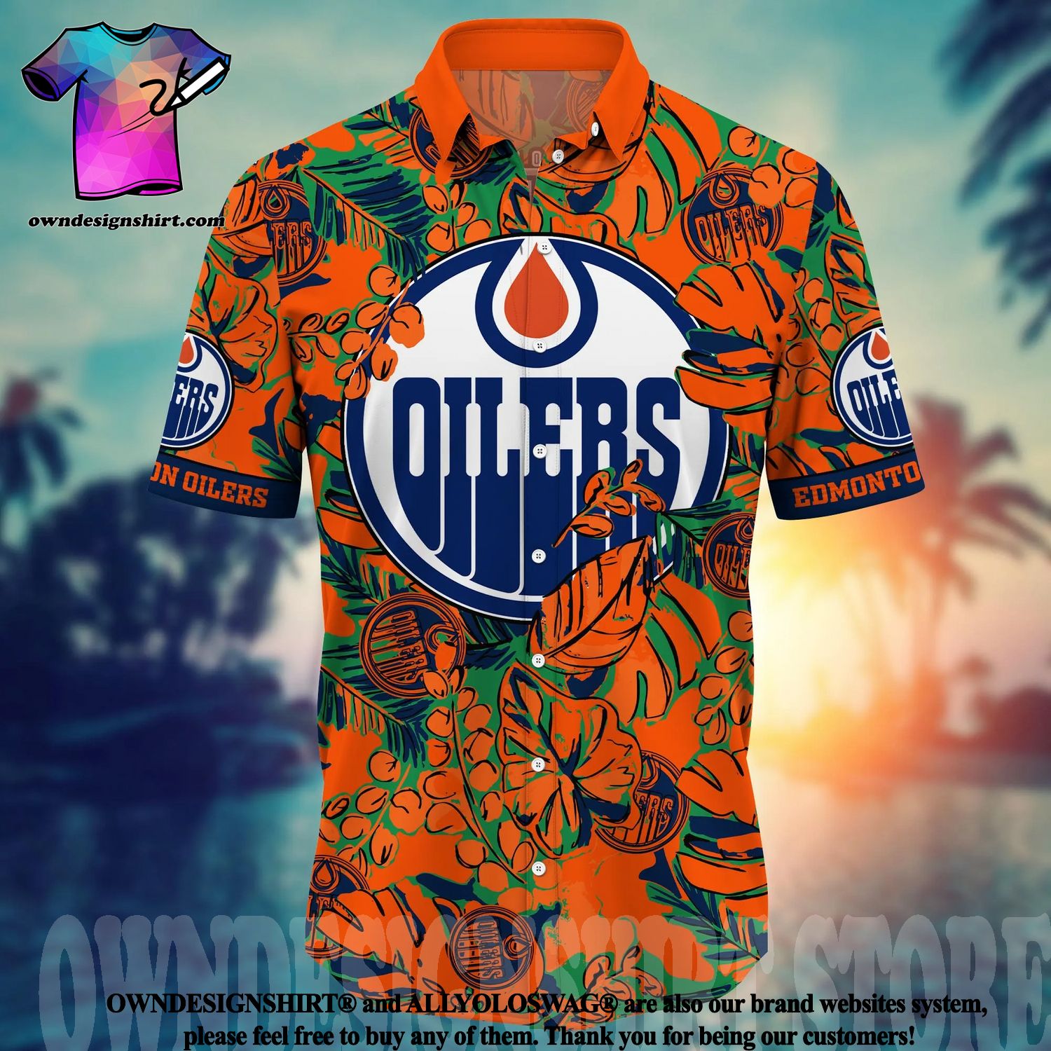 The best selling] Edmonton Oilers NHL Floral All Over Printed Hawaiian Shirt