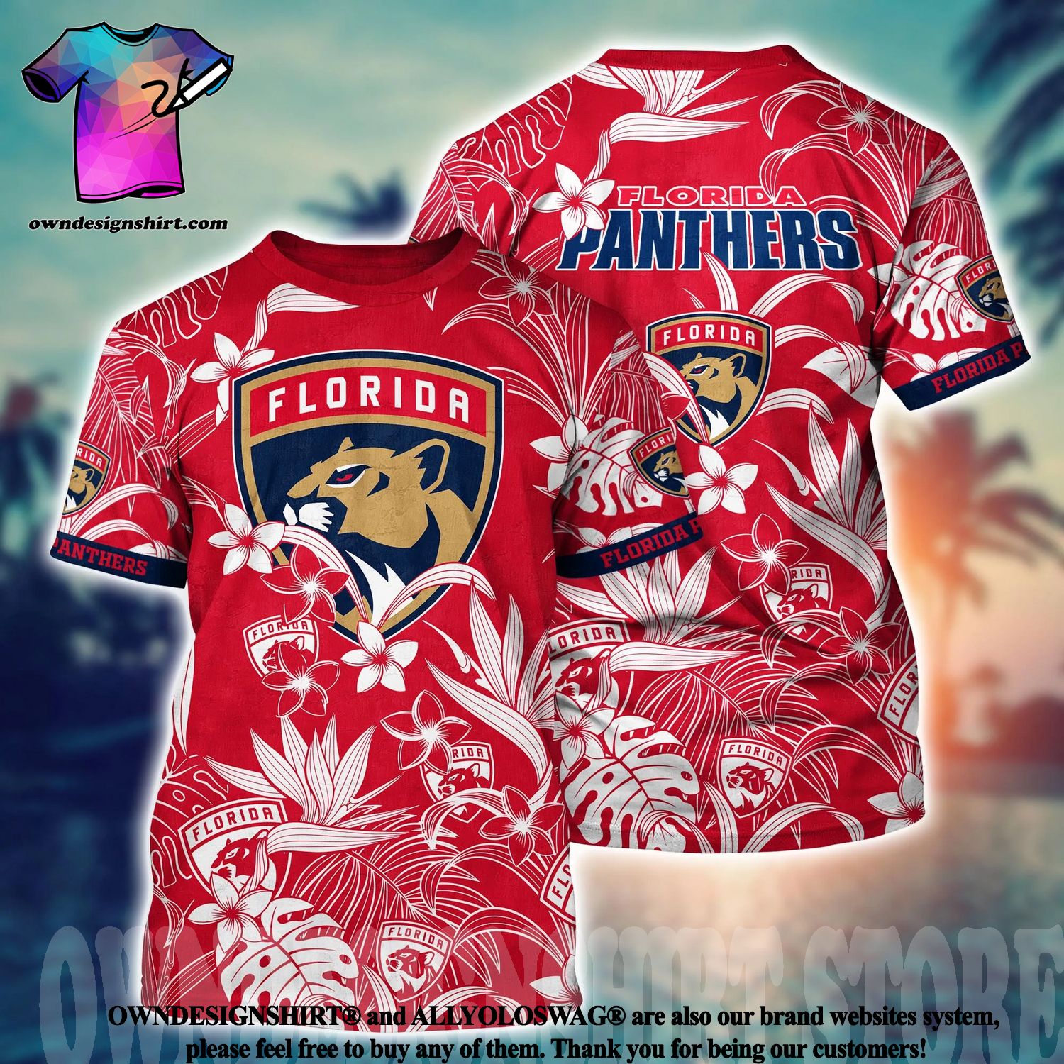 Florida Panthers NHL Flower All Over Printed Unisex Hawaiian Shirt - teejeep
