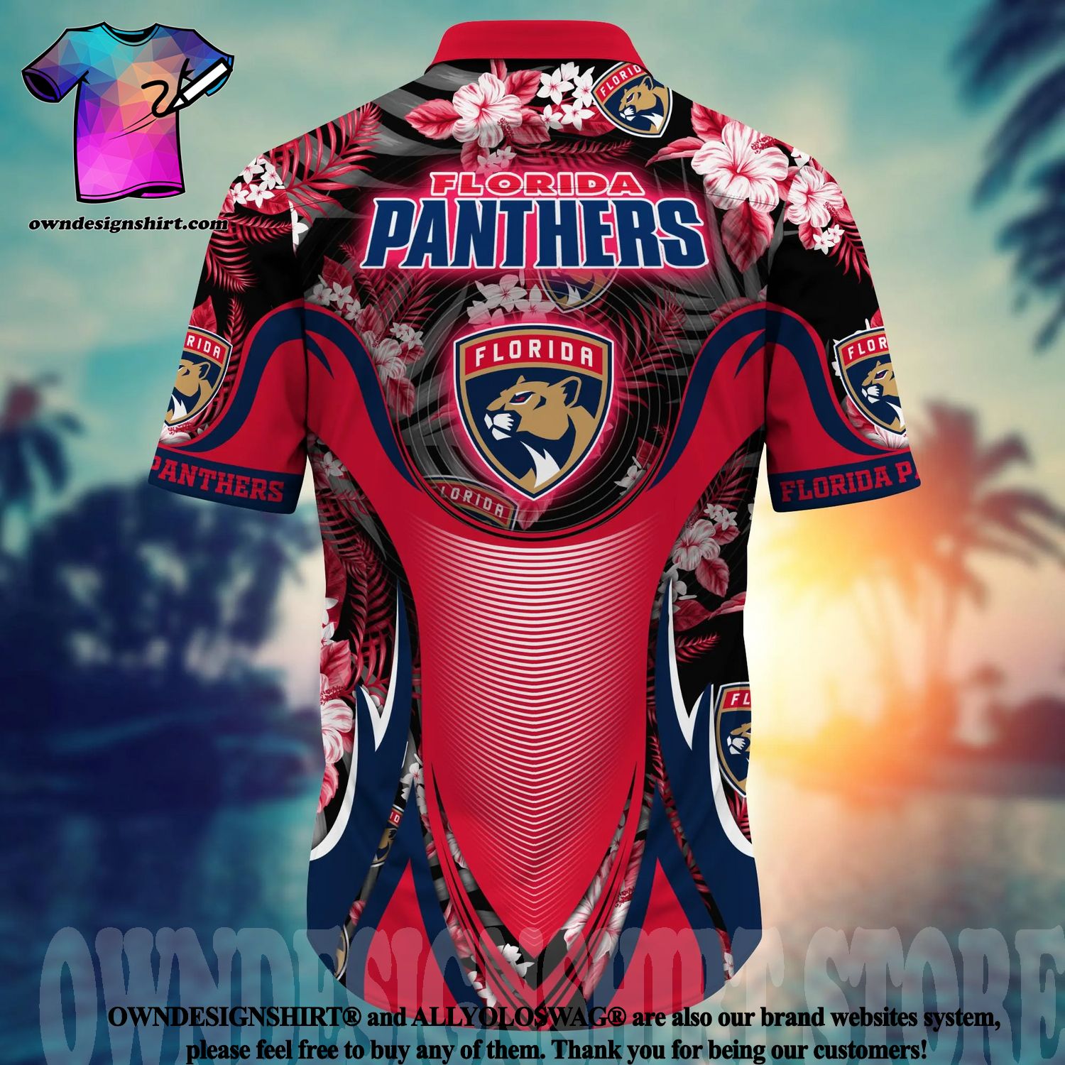 NHL Florida Panthers Hawaiian Shirt,Aloha Shirt,Pink Flamingo And Palm  Leaves Best Beach Gift - Ingenious Gifts Your Whole Family