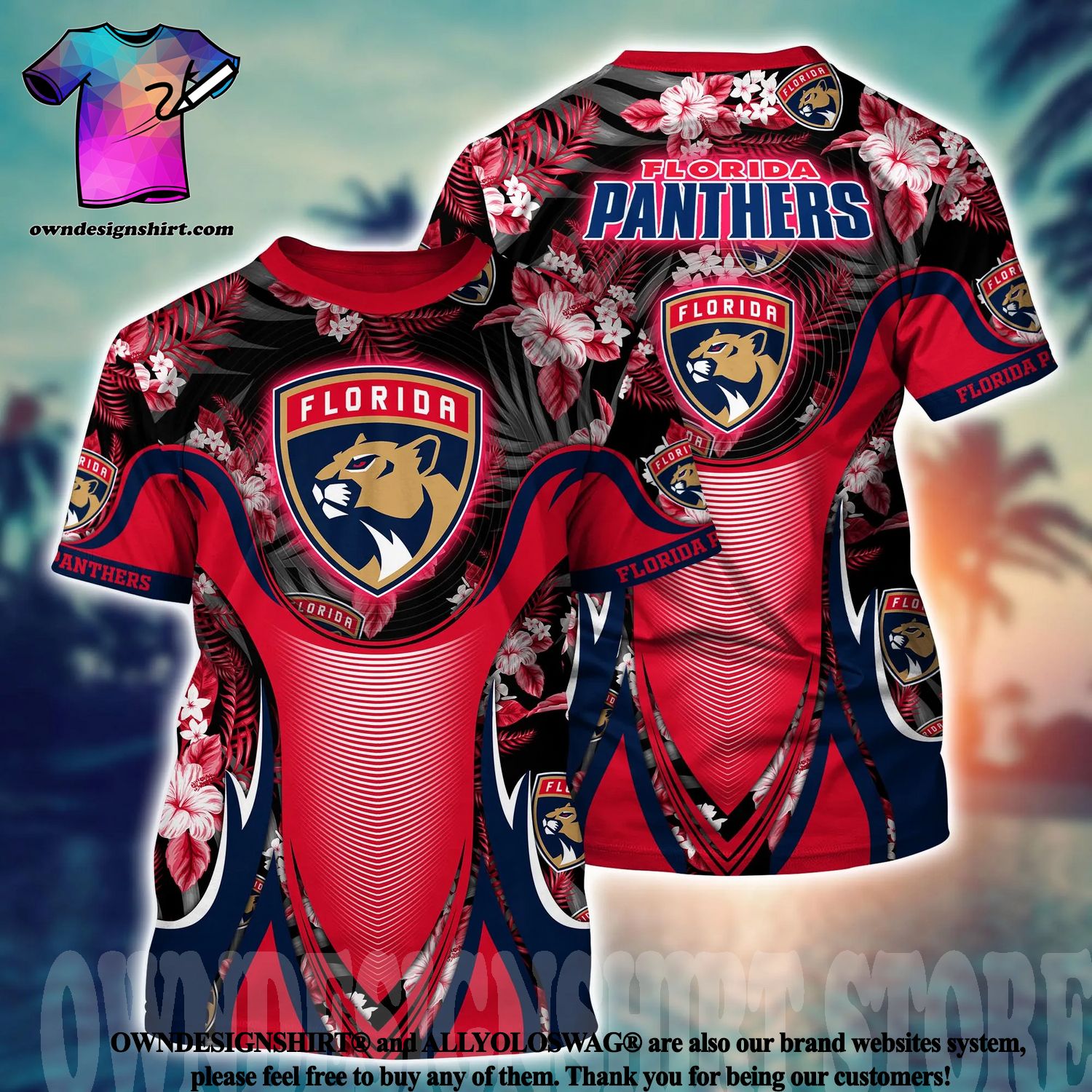 Florida Panthers Hawaiian Retro Logo NHLTropical Beach Men And