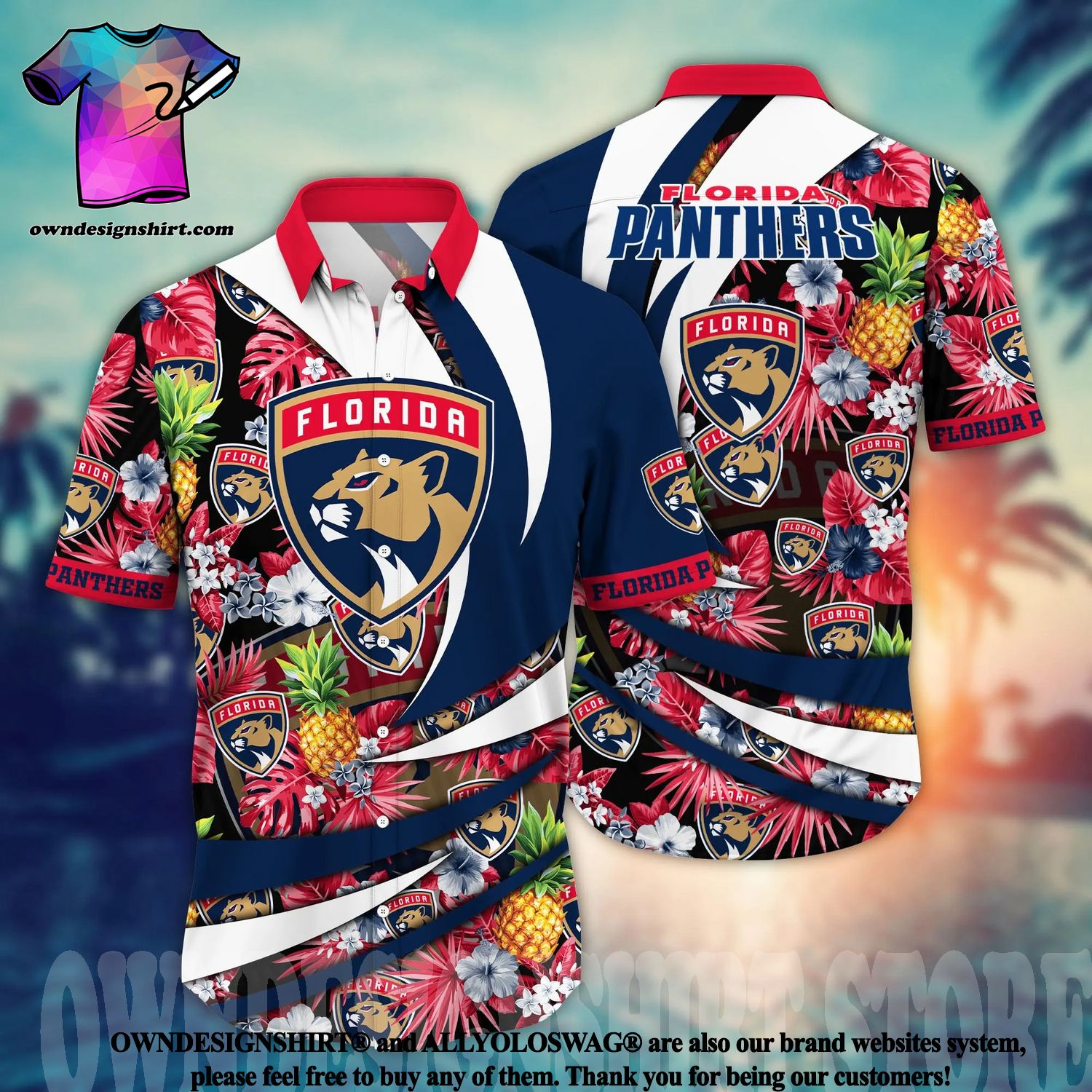 Hockey Florida Panthers Tropicial Flowers Summer Beach Hawaiian Shirt