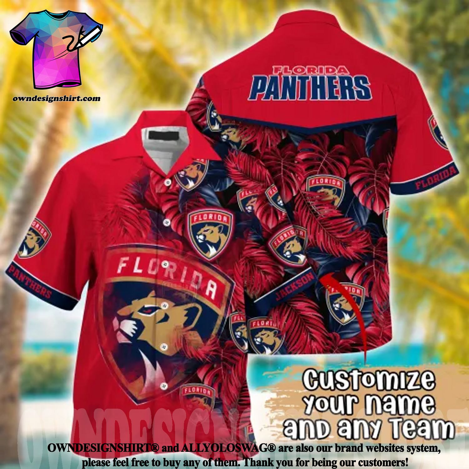 Florida Panthers Personalized Name And Number NHL Mix Jersey Polo