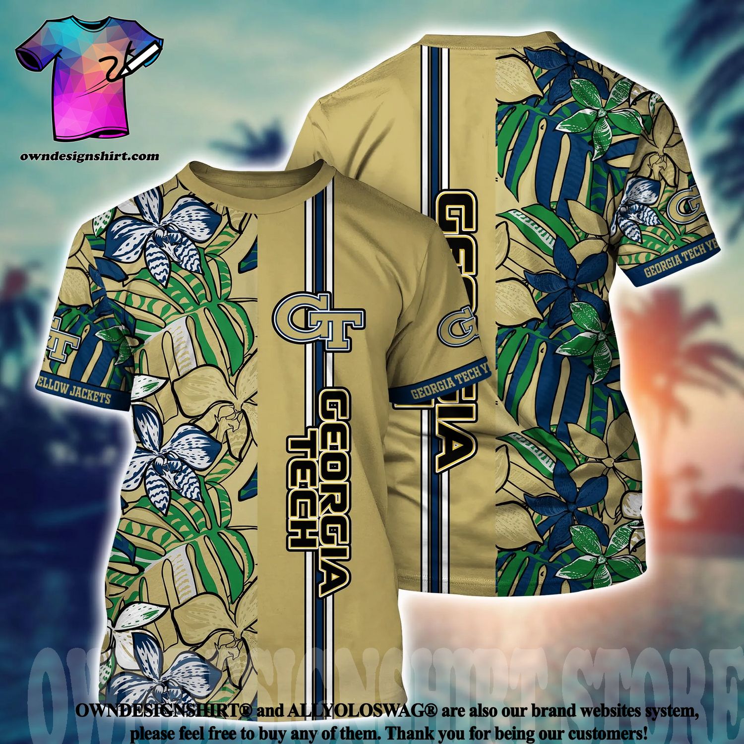 Georgia Tech Yellow Jackets NCAA Flower Cheap Hawaiian Shirt 3D Shirt,  Gifts For Georgia Tech Yellow Jackets Football Fans - T-shirts Low Price