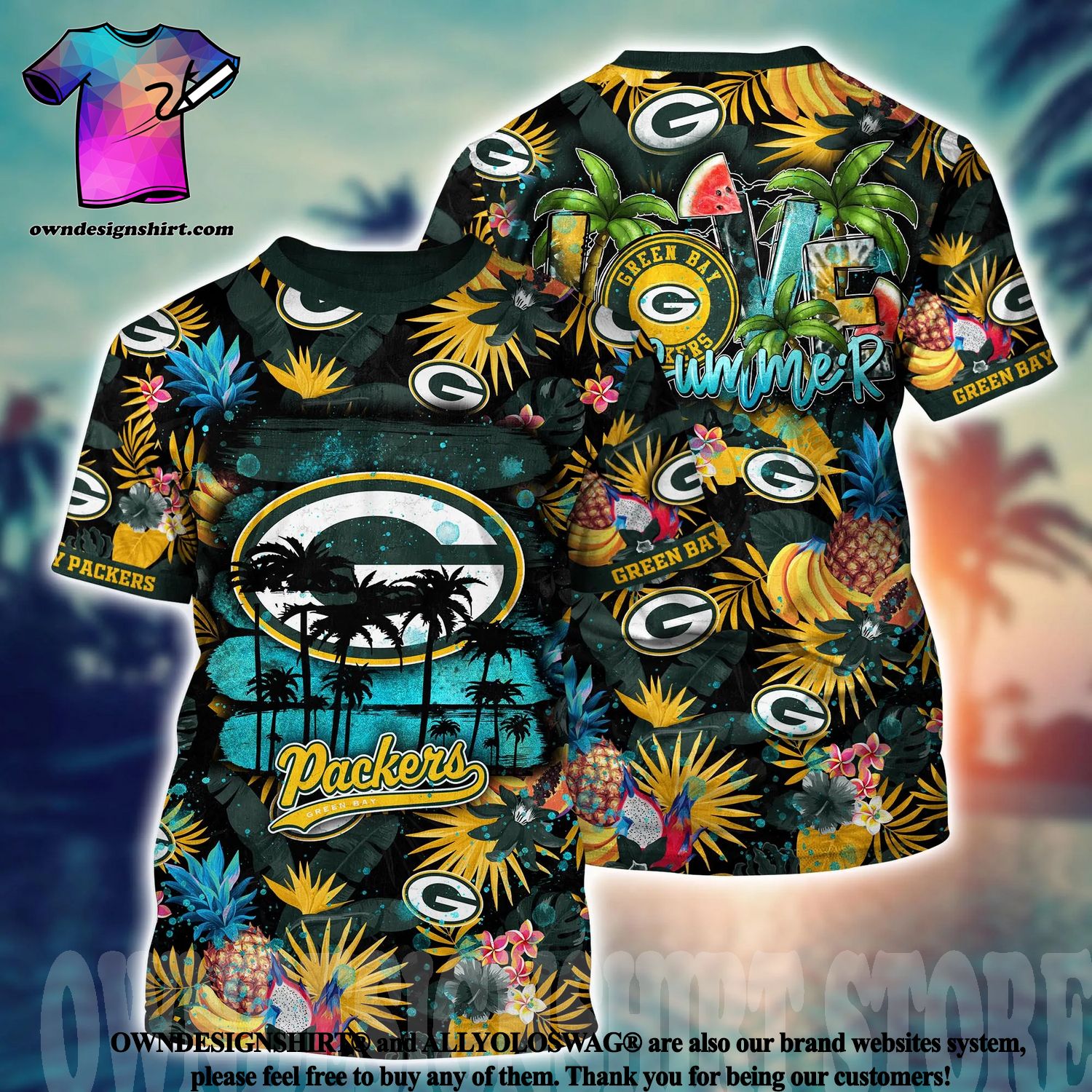 Green Bay Packers Vintage Aloha Hawaiian Shirt