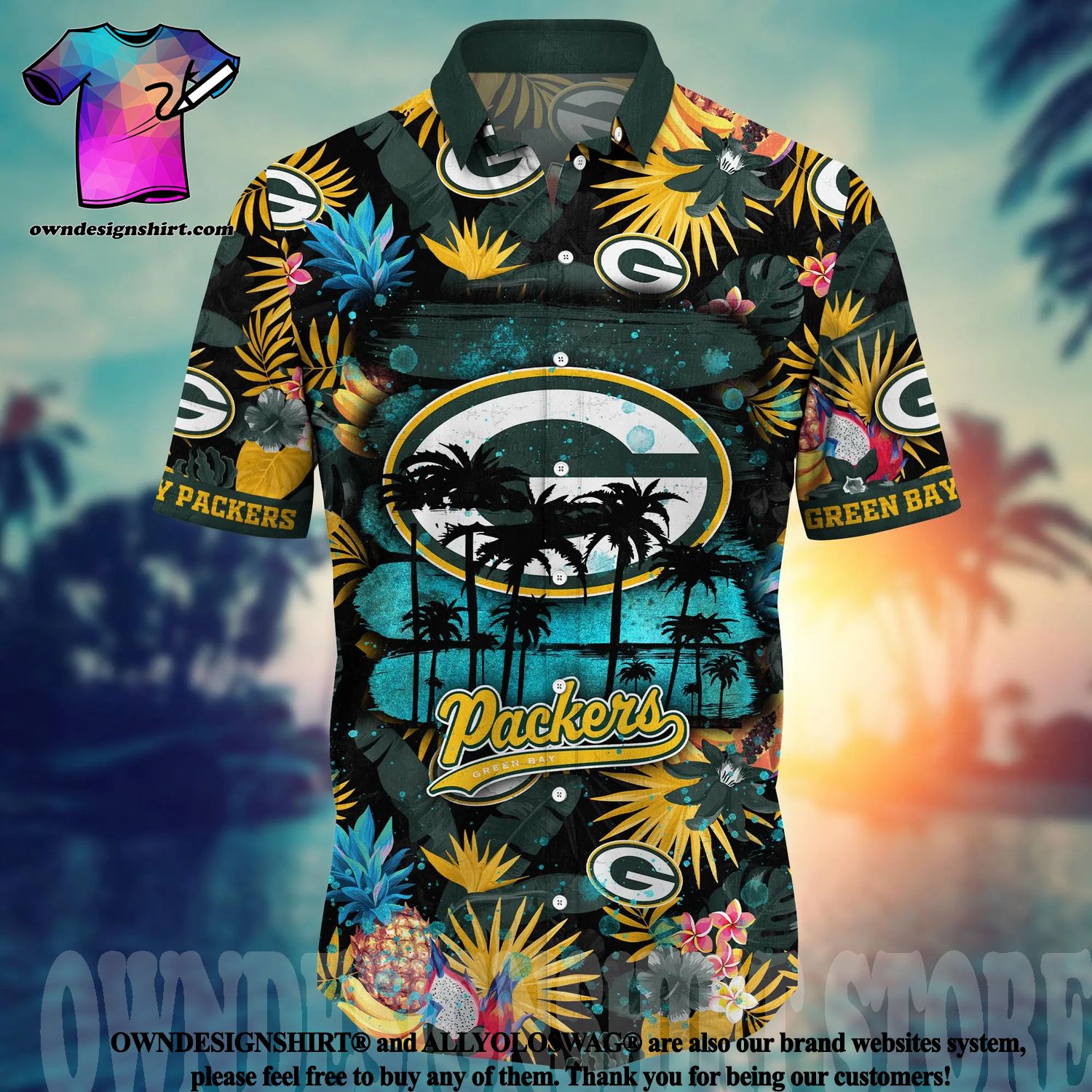 4th Of July Green Bay Packers NFL Hawaiian Shirt Floral Print American Flag