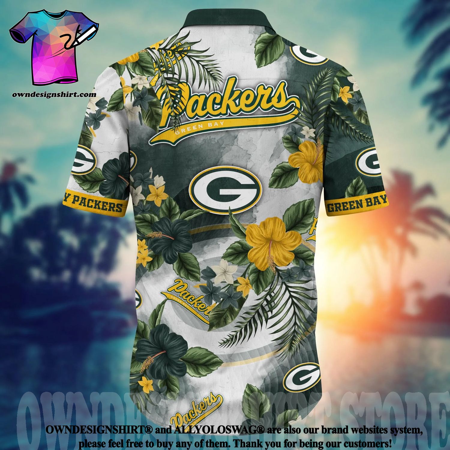 NFL Packers Allover Print Hawaiian Shirt