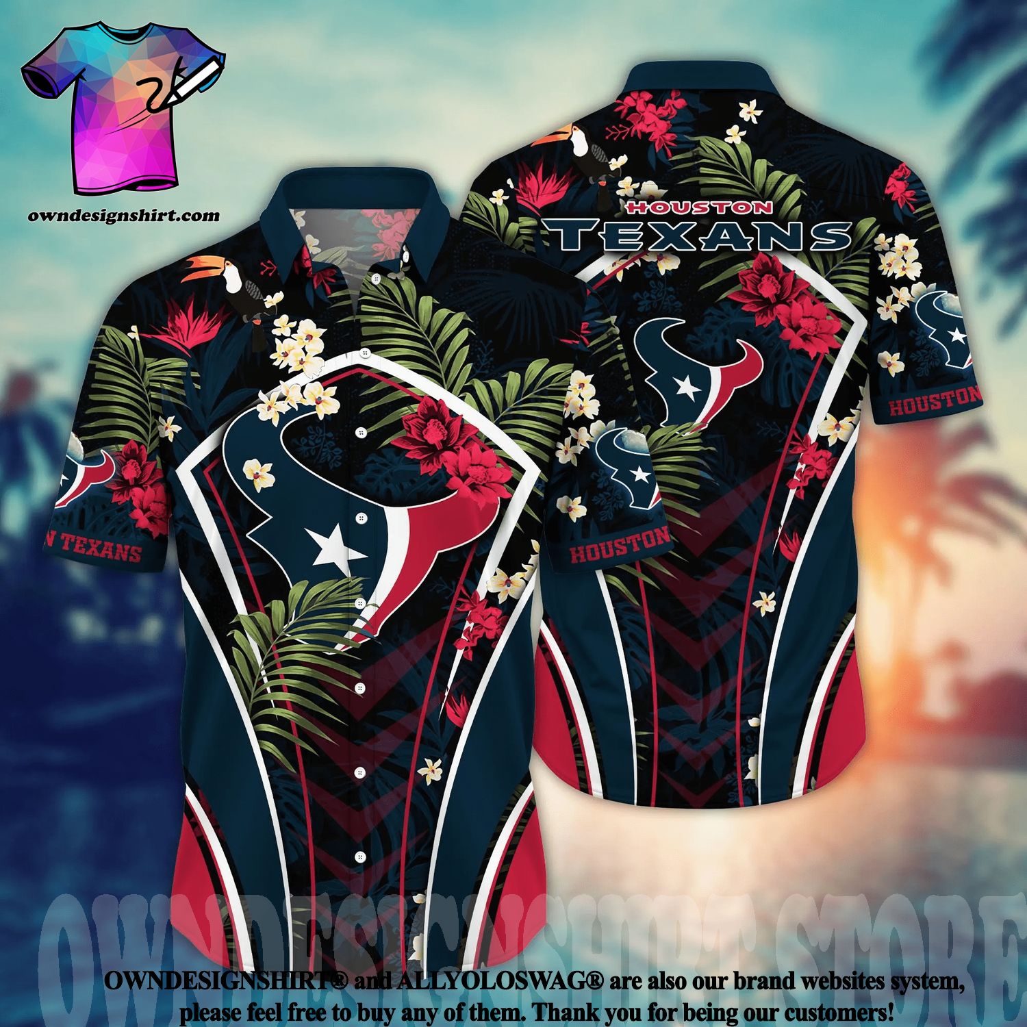 Houston Texans Logo Tropical Hawaiian Shirt & Short