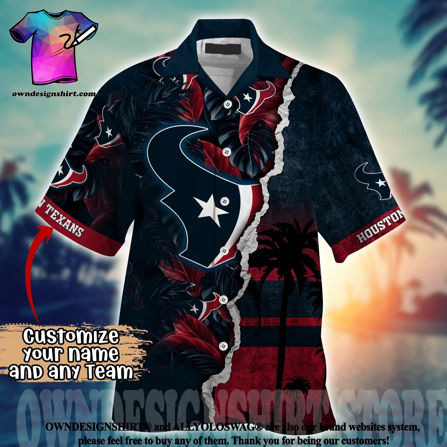 Best Selling Product] Houston Texans NFL Full Print 3D Hawaiian Shirt