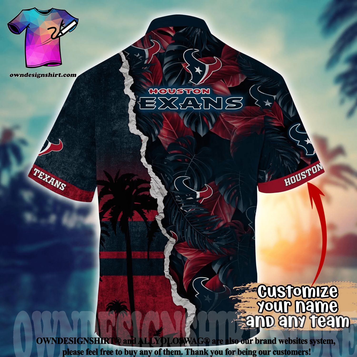 Houston Texans Logo History NFL teams Hawaiian Shirt For Men And