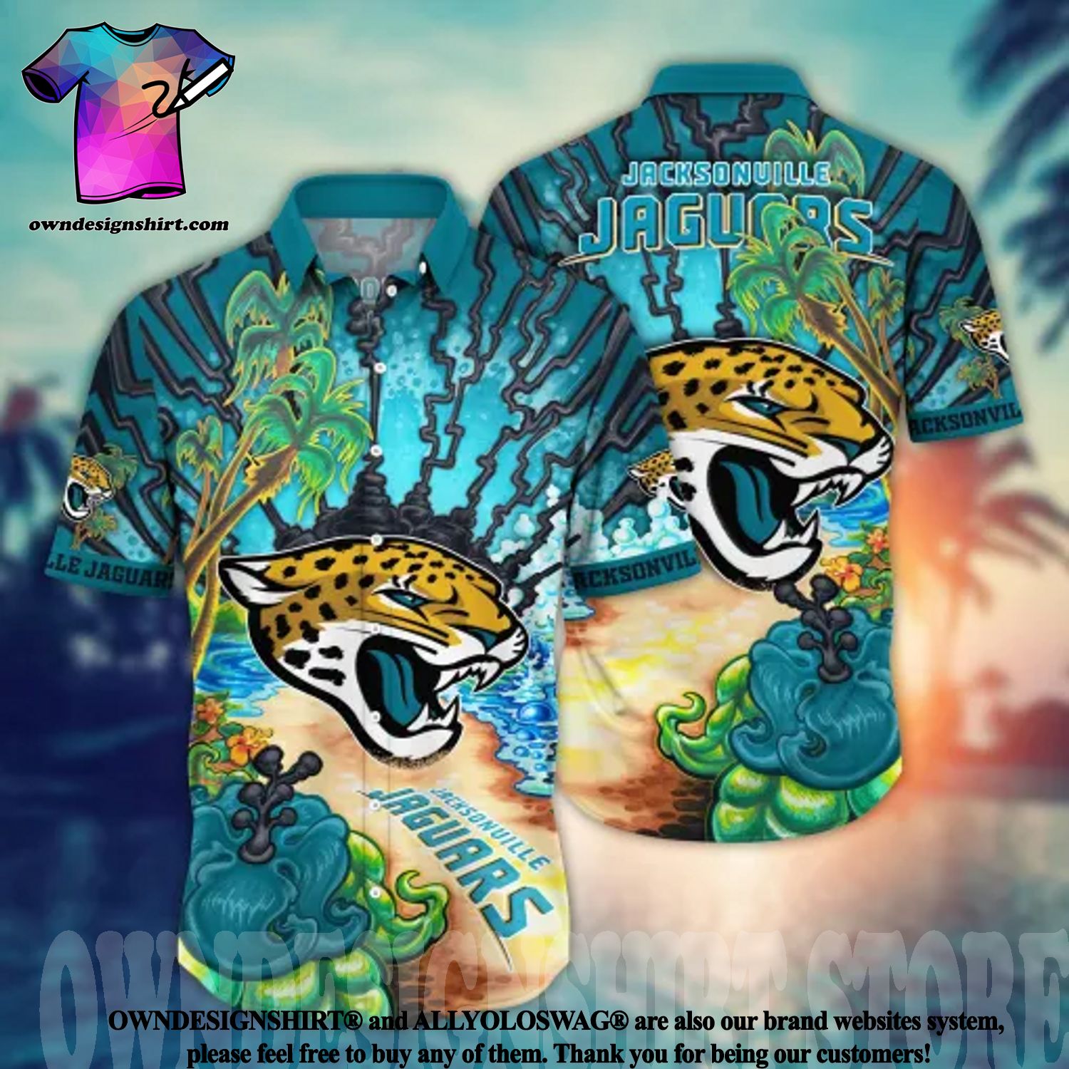 Jacksonville Jaguars logo Hawaiian Shirt by KybershopNewStore on