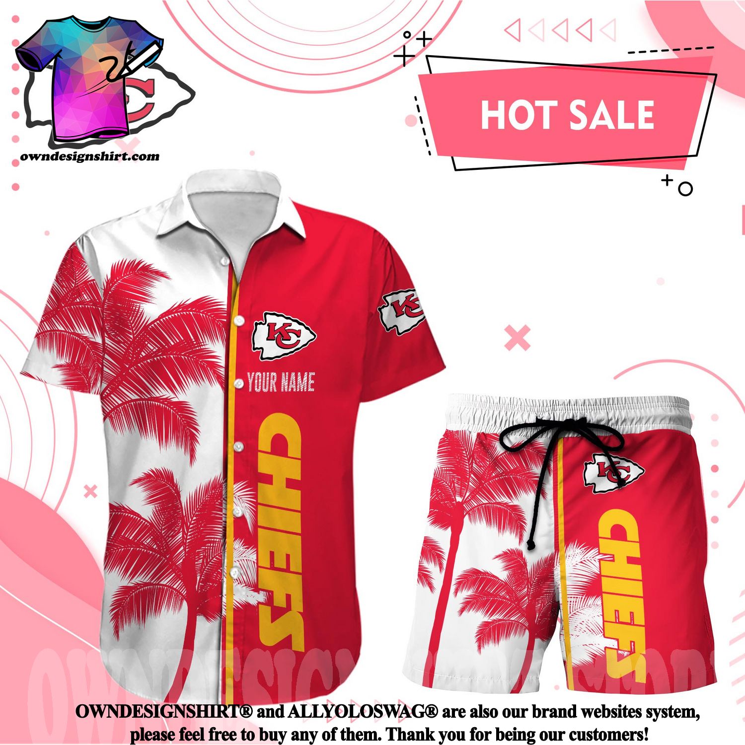 Kansas City Chiefs Fans Summer Outfit 2-Piece Set Short Sleeve Shirt Shorts