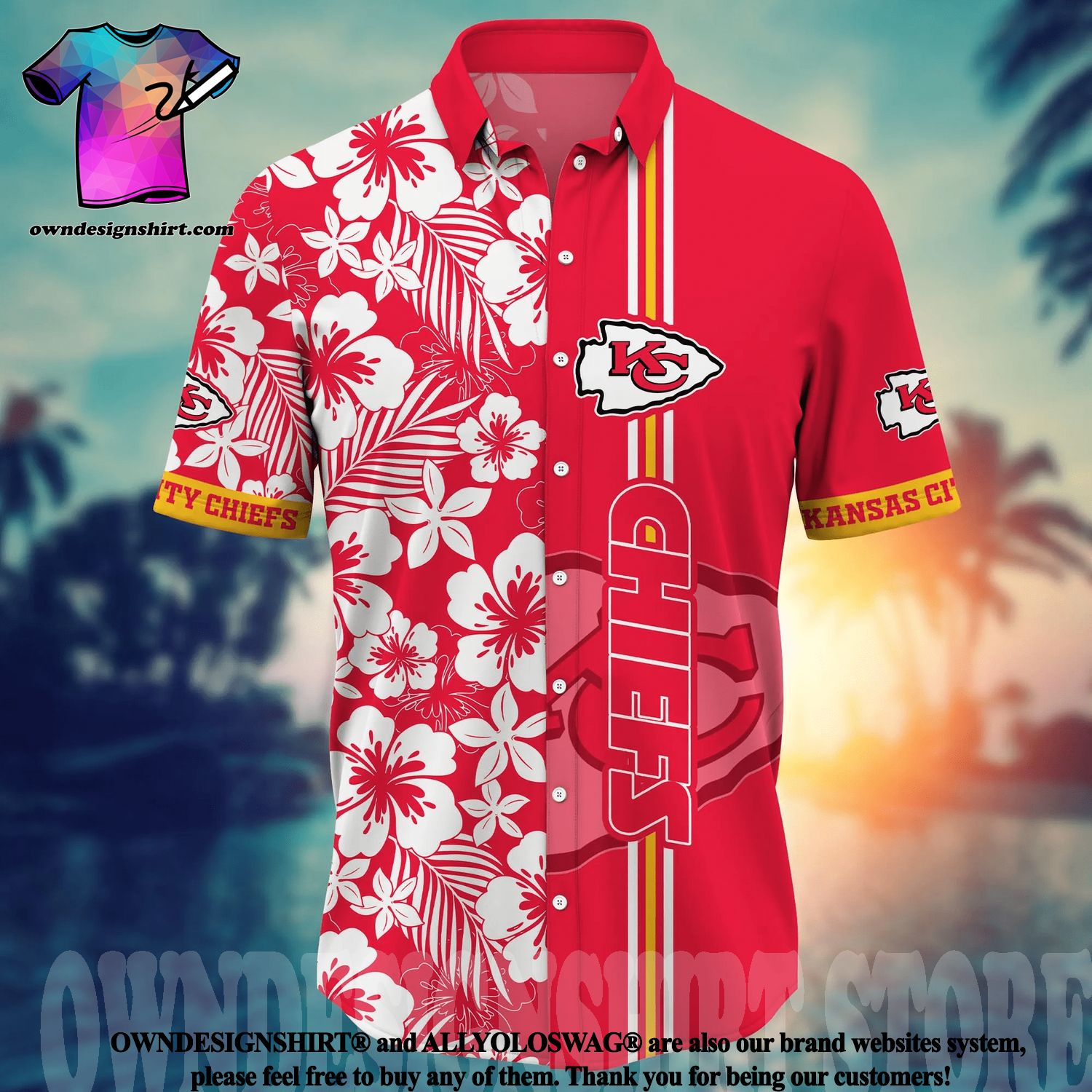 Kansas City Chiefs NFL Mens Floral Button Up Shirt