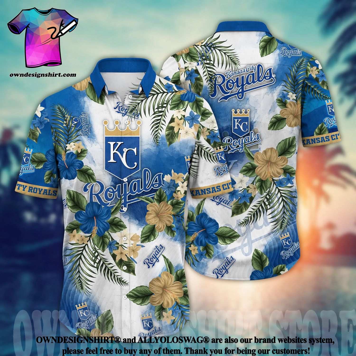 The best selling] Kansas City Royals MLB Flower Full Printed Unisex  Hawaiian Shirt