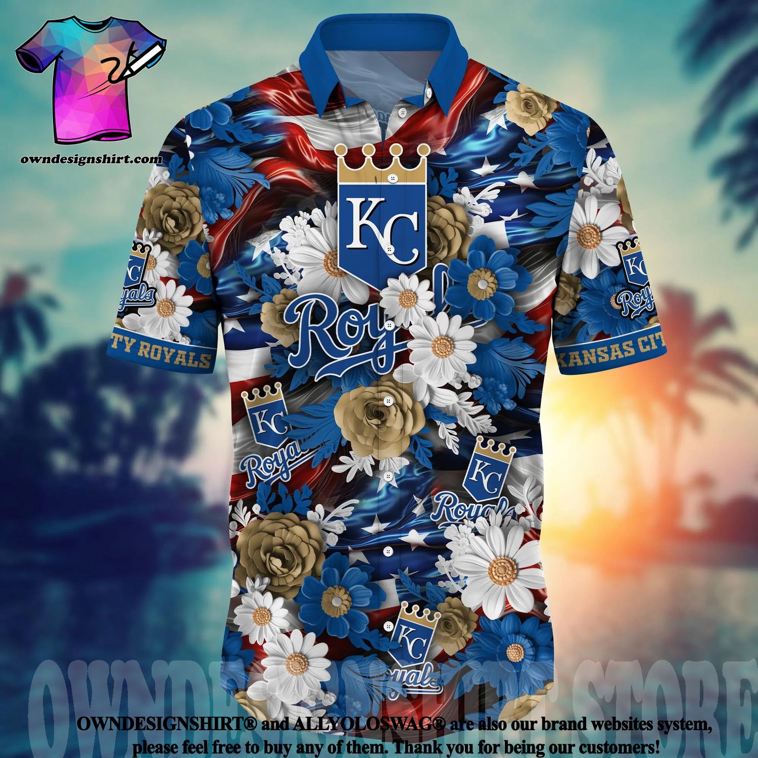 Kansas City Royals MLB Independence Day Full Printing Hawaiian Style Shirt  - Senprintmart Store