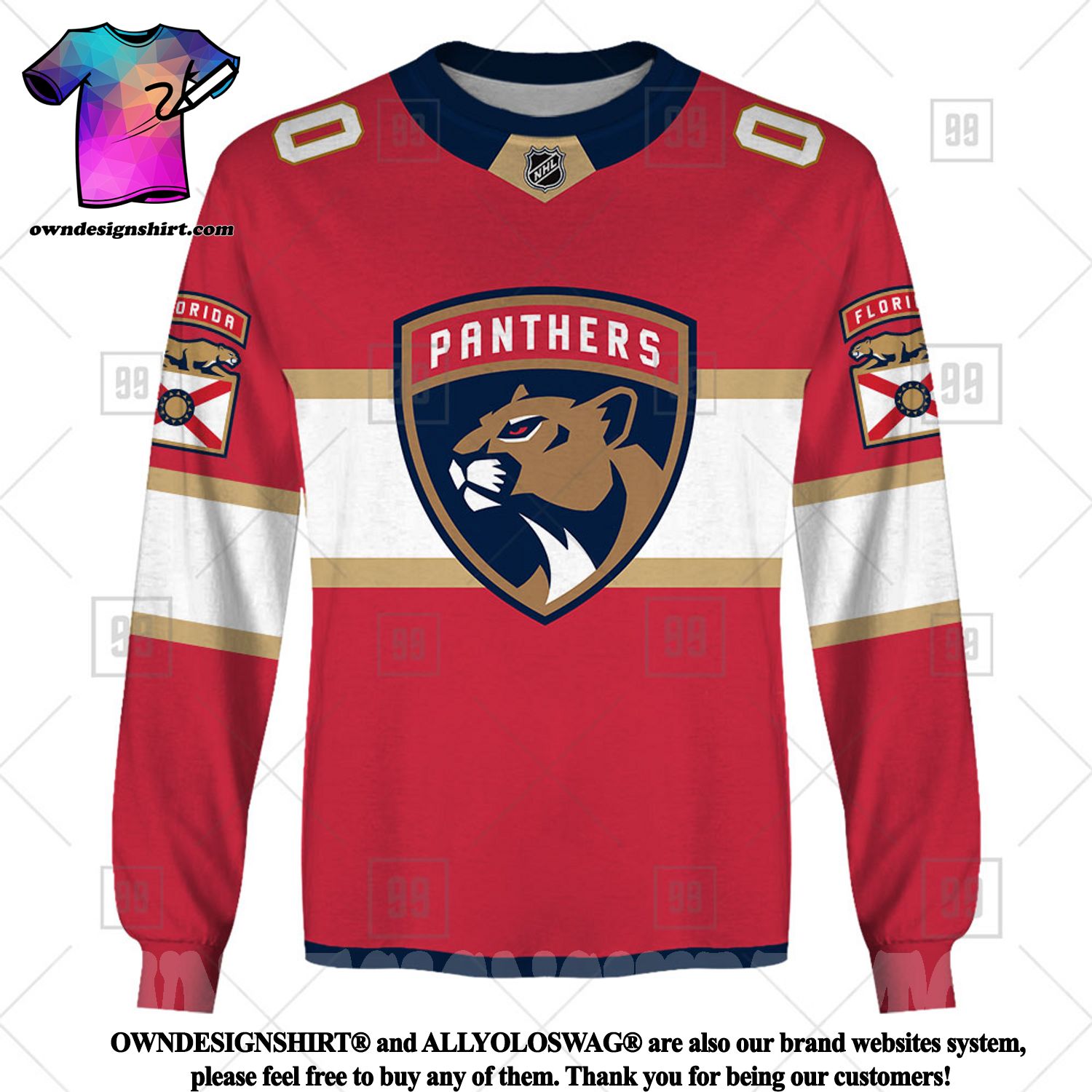 Top-selling Item] Custom 00 Florida Panthers Red 3D Unisex Jersey