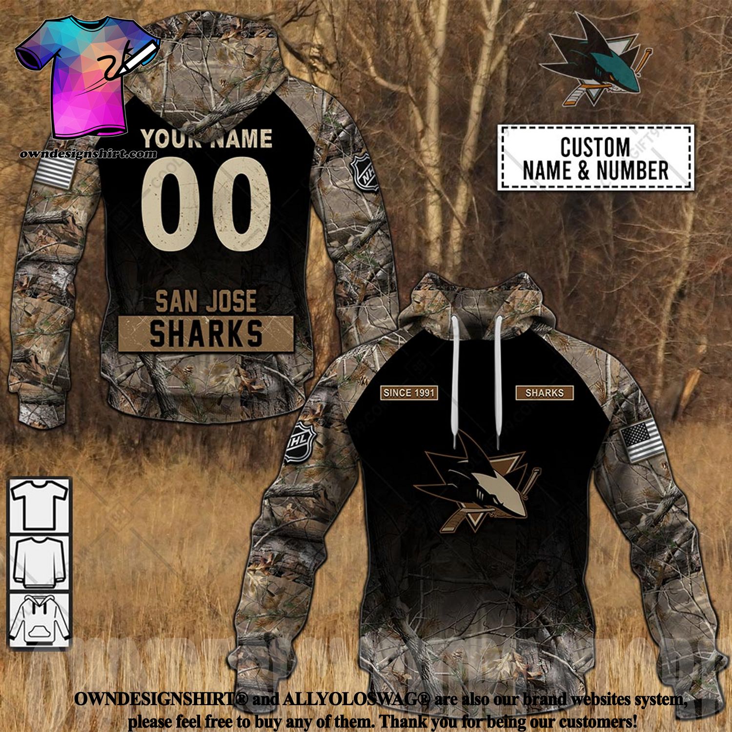 The best selling] Personalized NHL San Jose Sharks Camouflage Style New  Outfit Shirt