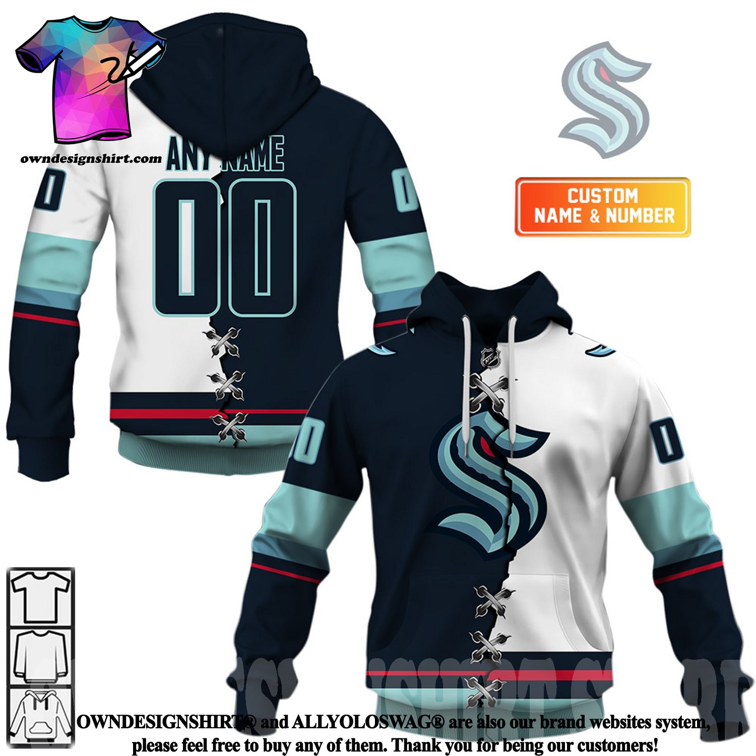 Seattle Kraken Customized Number Kit For 2021-Present Away Jersey –  Customize Sports