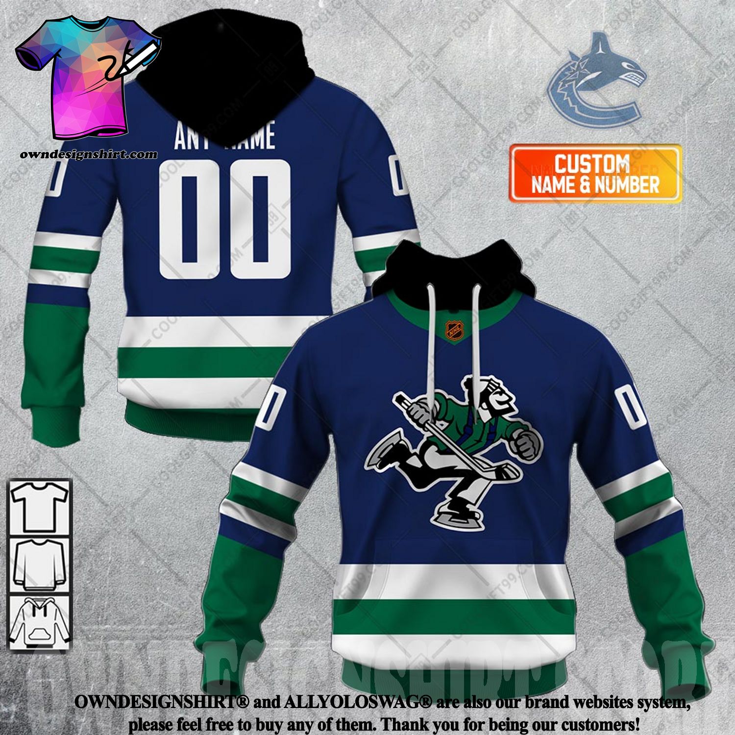 NHL Hockey Mickey Mouse Team Vancouver Canucks Sweatshirt 