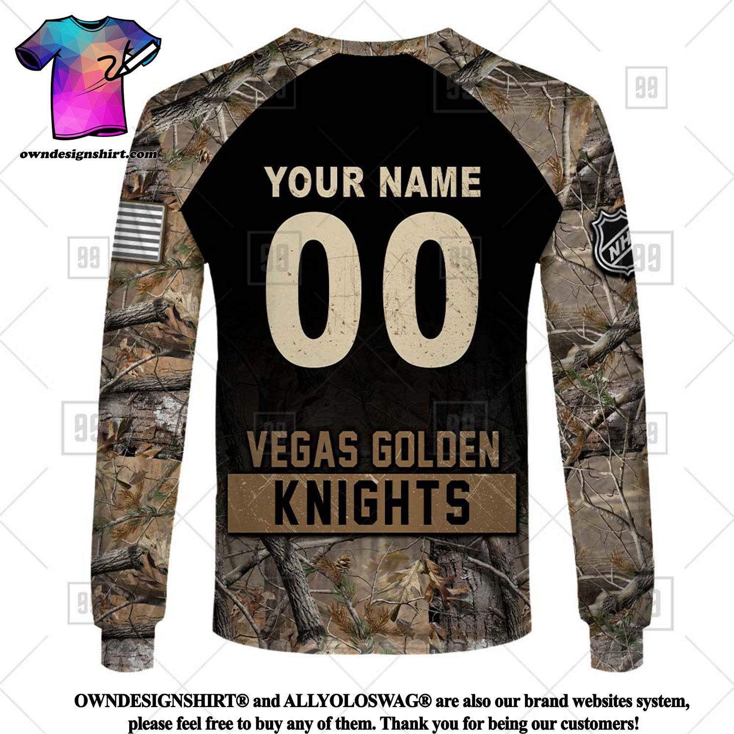 NHL Vegas Golden Knights Custom Name Number Military Jersey Camo