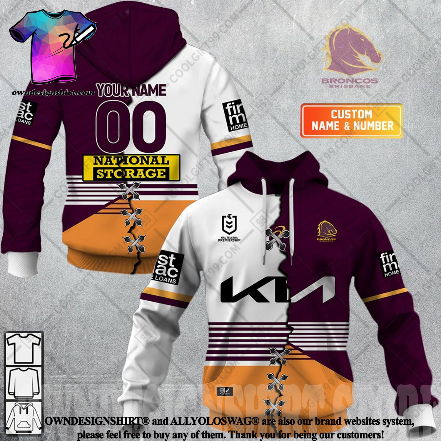 Brisbane Broncos-Personalized NRL Mix Jersey