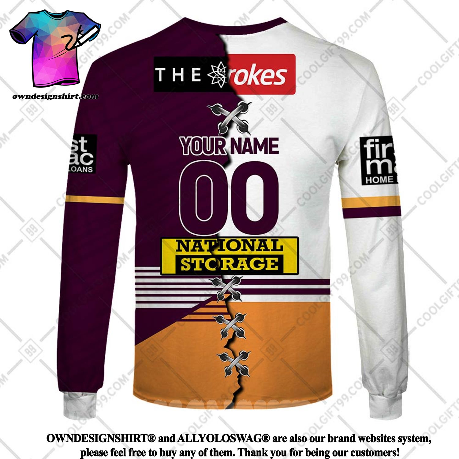 Brisbane Broncos-Personalized NRL Mix Jersey