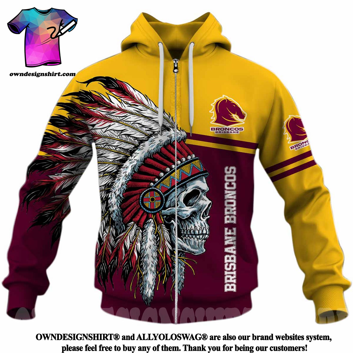 NRL Brisbane Broncos Hoodie 3D All Over Print