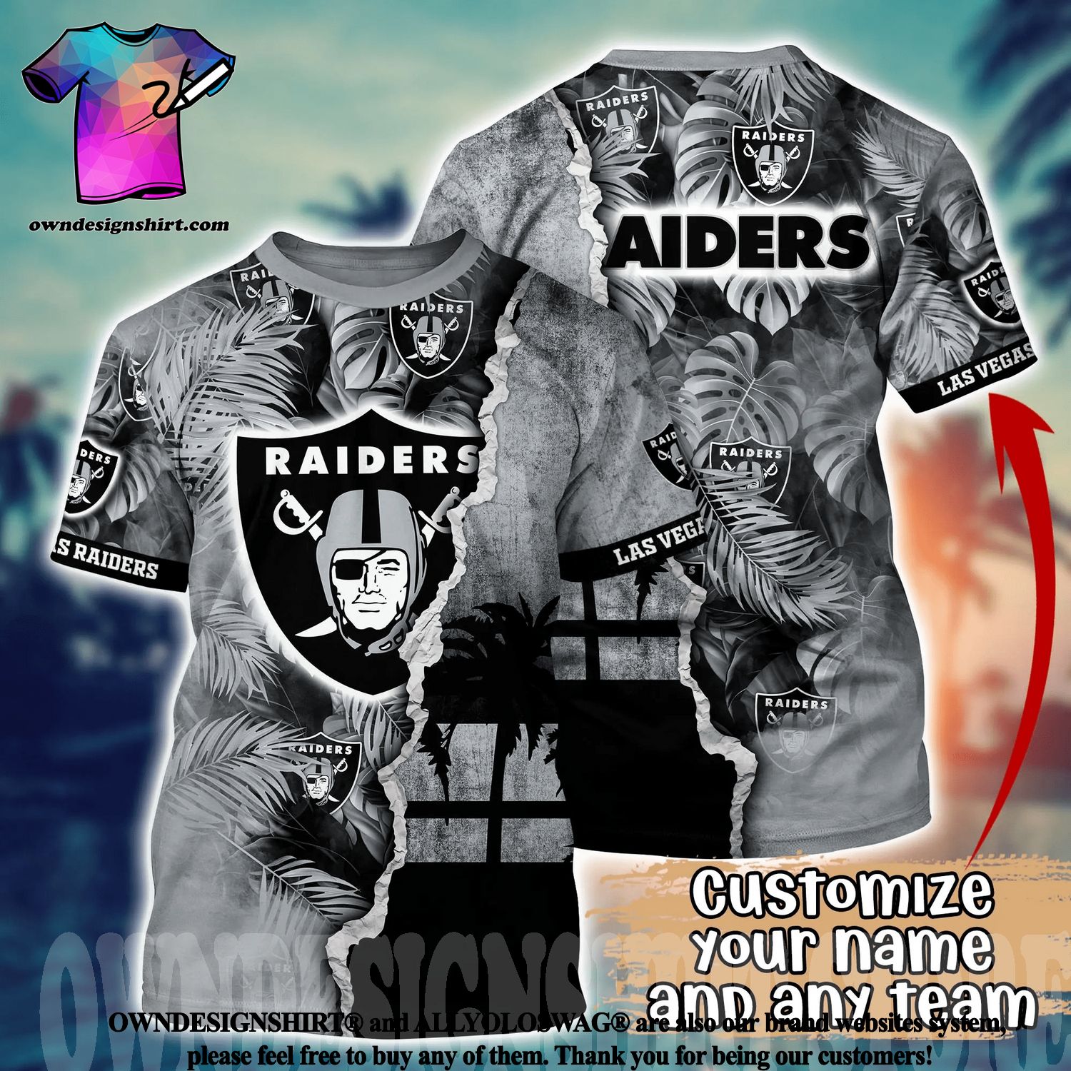 Las Vegas Raiders Hawaiian Shirt NFL Football Print Personalized