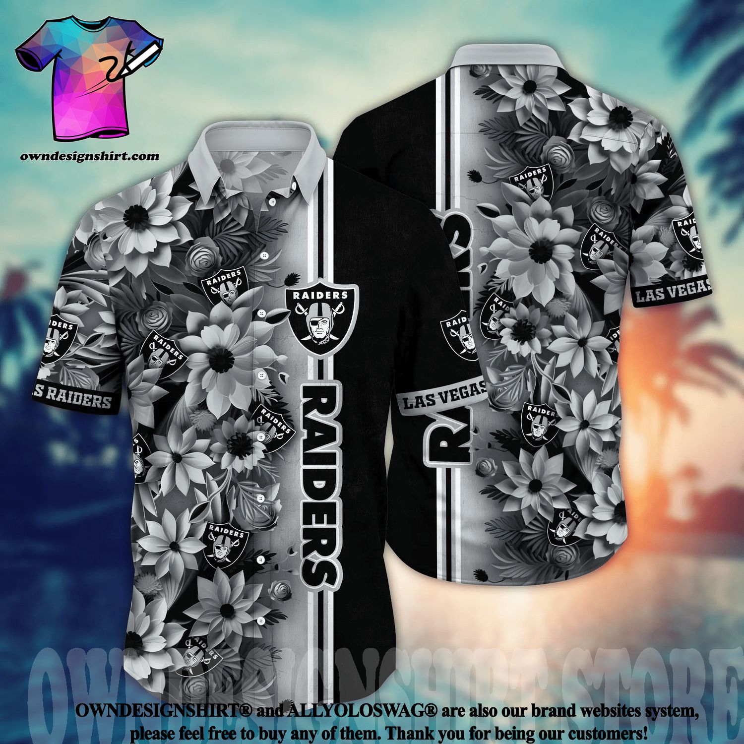 Nfl Las Vegas Raiders Hawaiian Shirt Tropical Flower Pattern