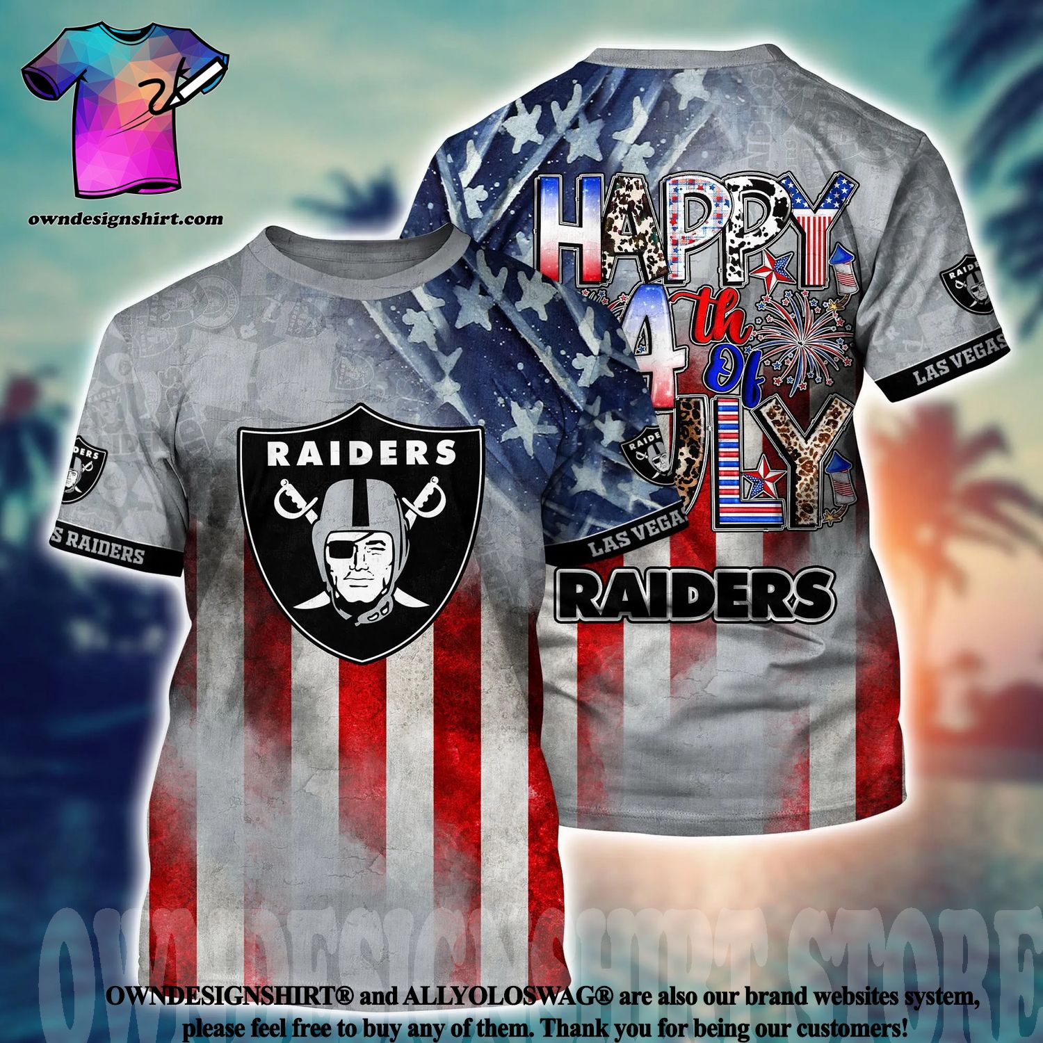 Oakland Raiders NFL Baby Yoda Tiki Flower Hawaiian Shirt - Freedomdesign