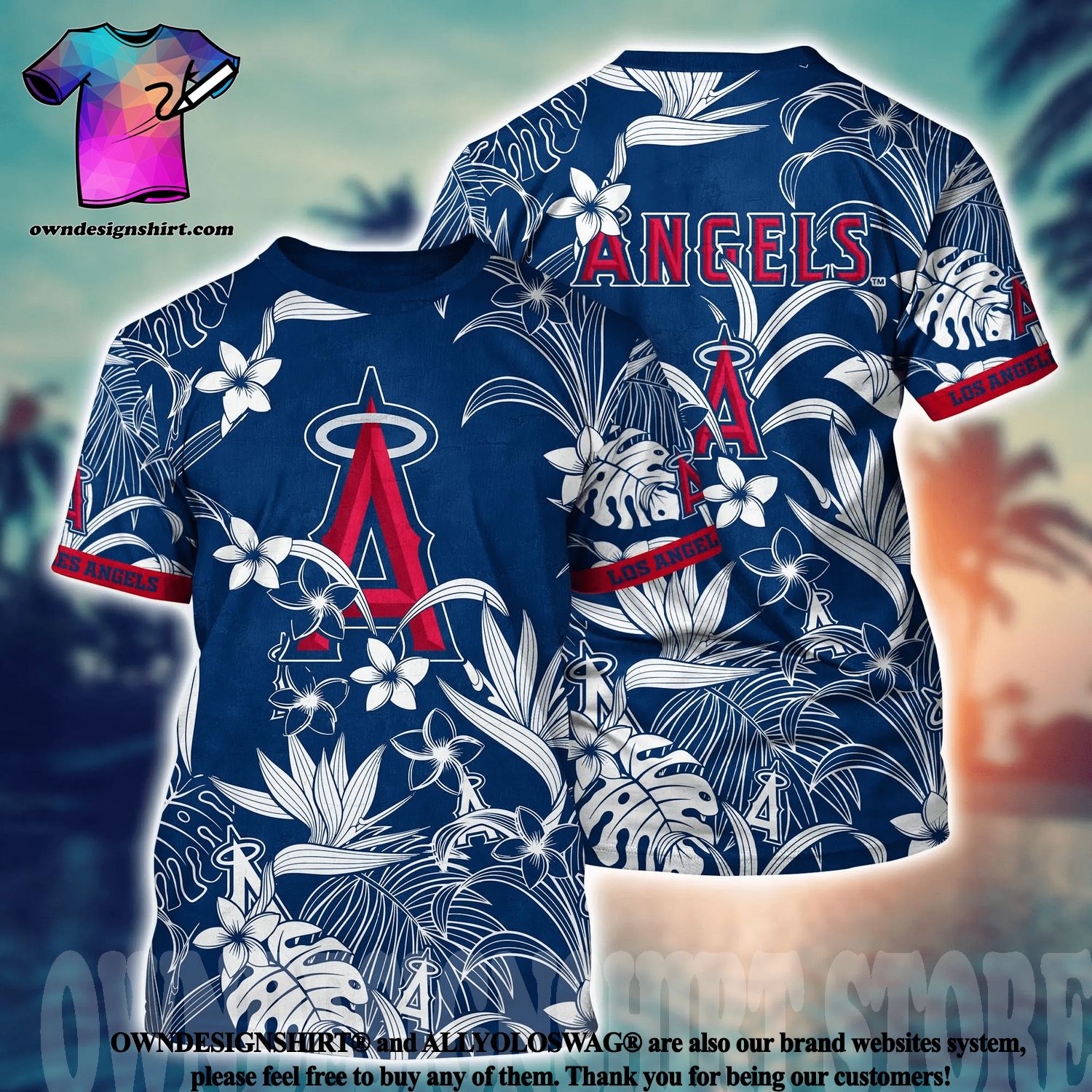 The best selling] Los Angeles Angels MLB Floral Full Print 3D Hawaiian Shirt