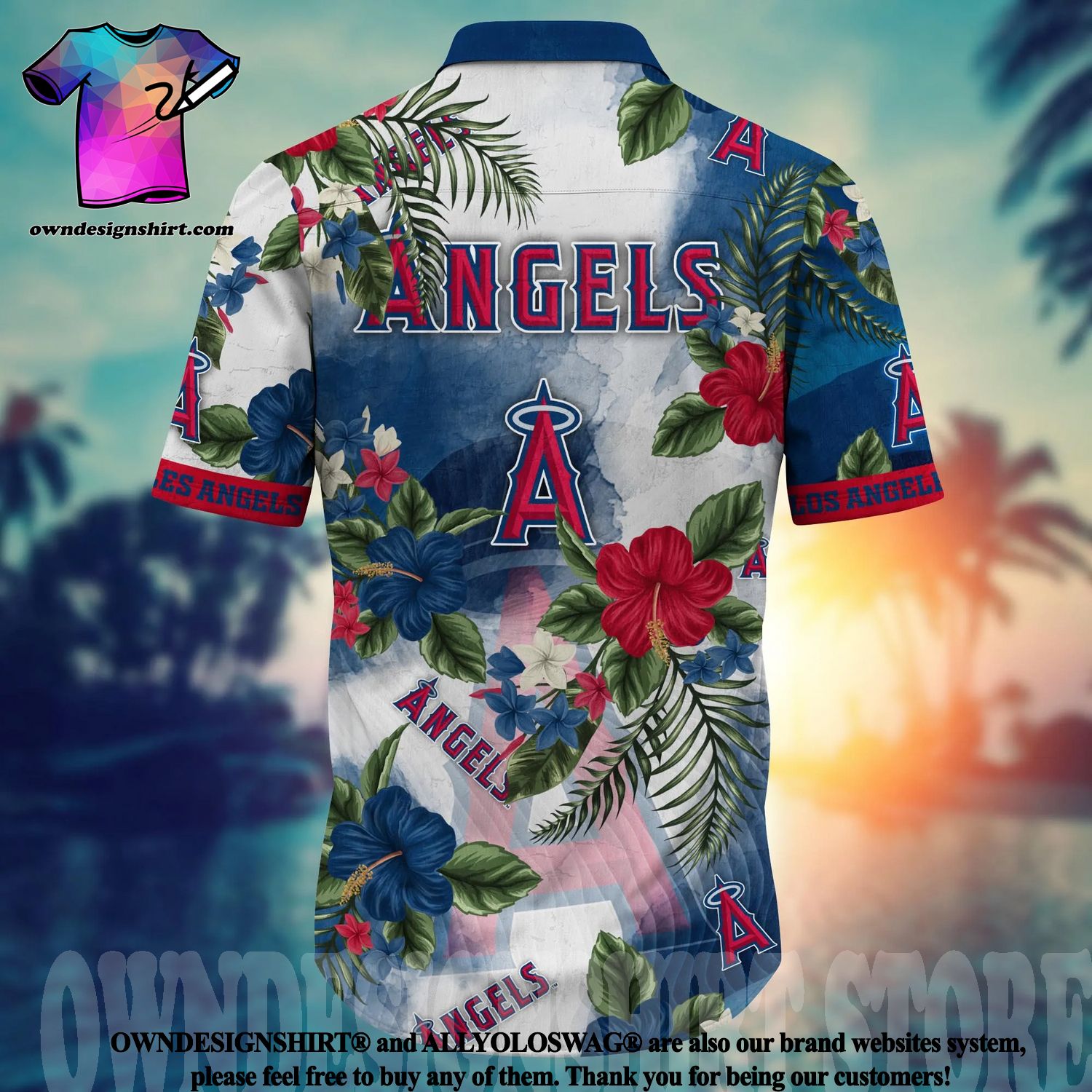 The best selling] Los Angeles Angels MLB Summer Full Printed Unisex  Hawaiian Shirt