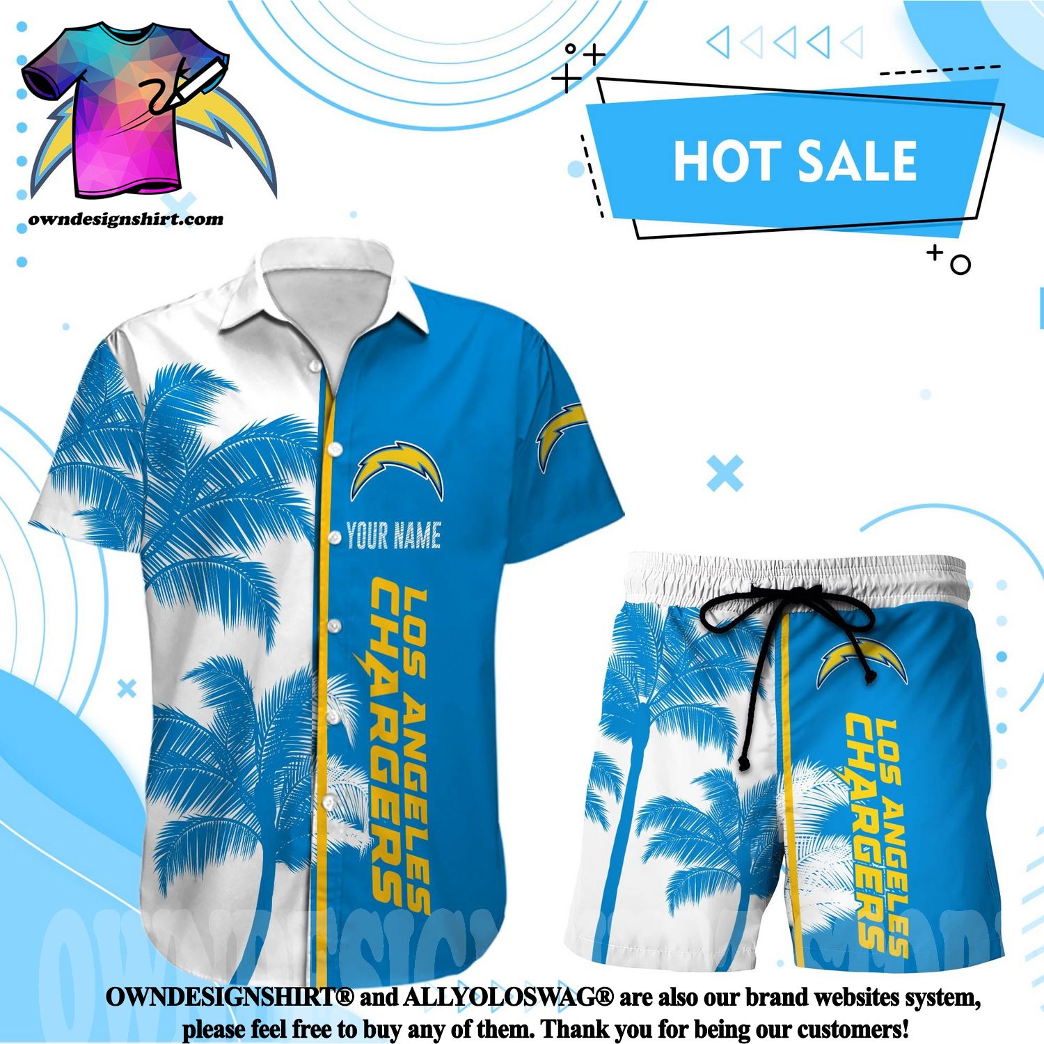 Los Angeles Chargers NFL Custom Name Hawaiian Shirt Hot Design For Fans