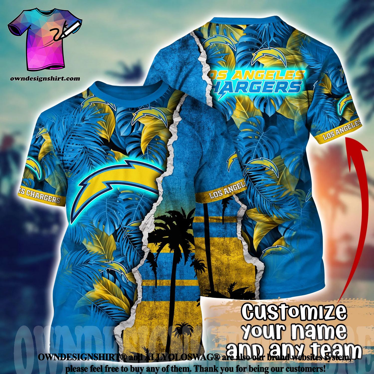 Los Angeles Chargers NFL Hawaiian Shirt Straw Hats Aloha Shirt