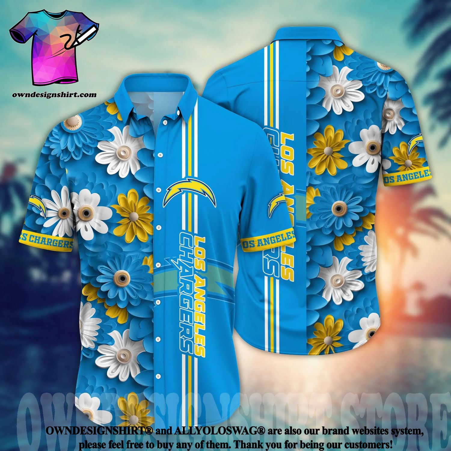 Los Angeles Chargers NFL Flower All Over Print Unisex Hawaiian