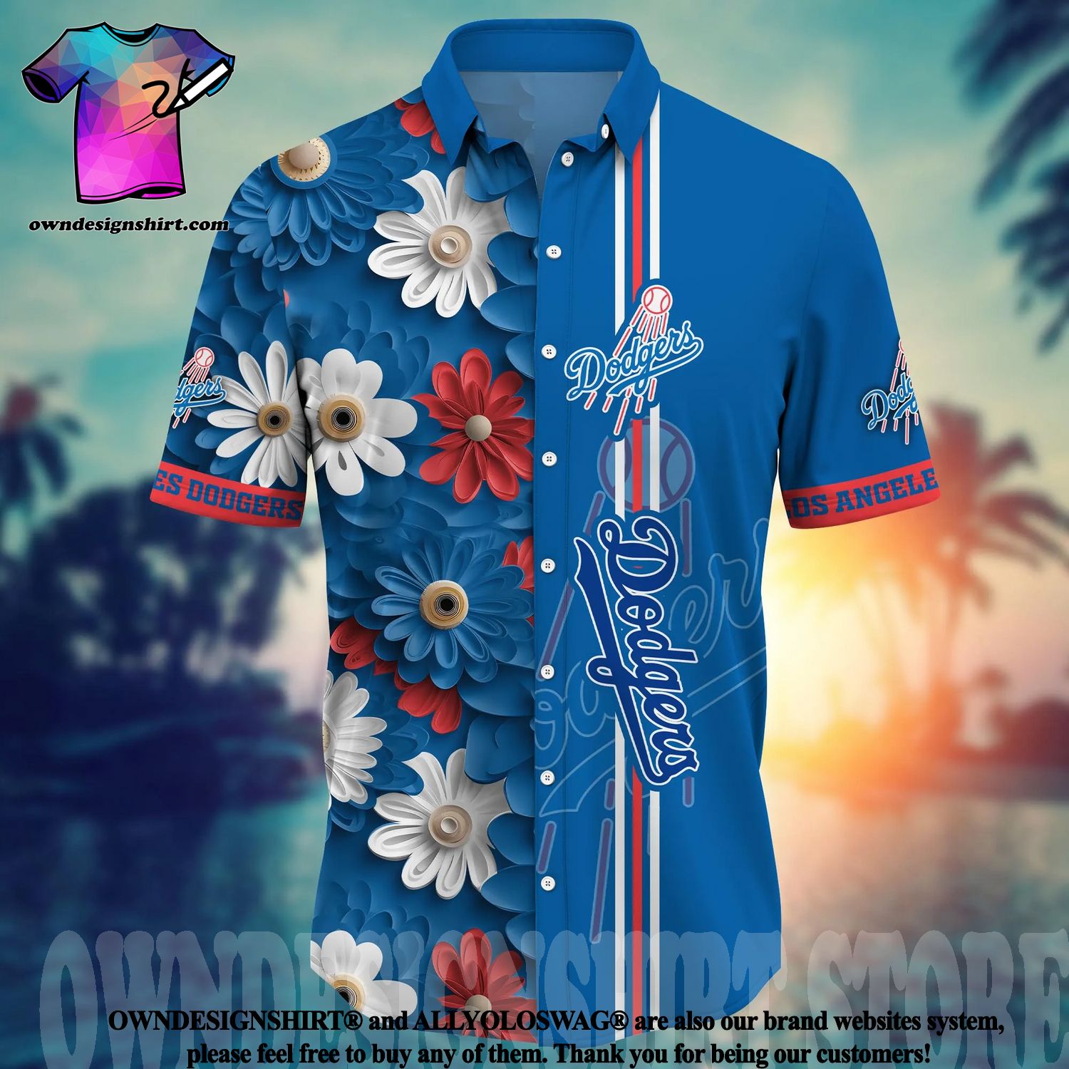 Los Angeles Dodgers MLB Flower All Over Printed Classic Hawaiian