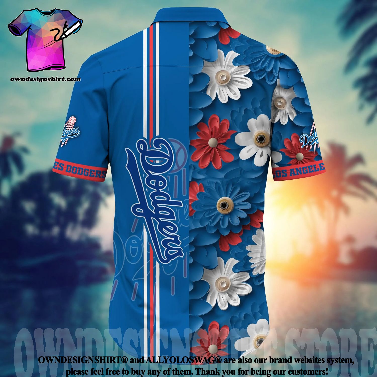 Los Angeles Dodgers MLB Flower Classic Full Print Hawaiian Shirt