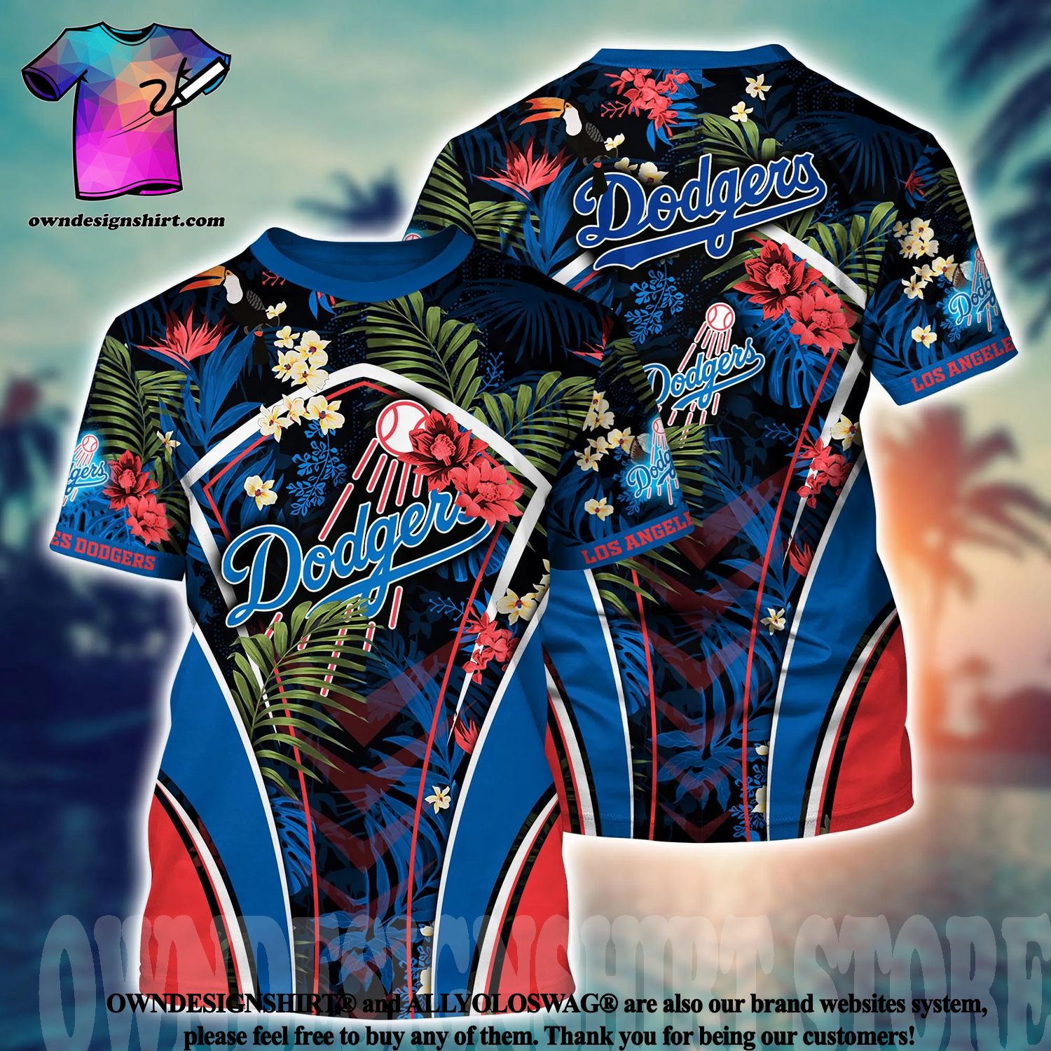 Los Angeles Dodgers MLB Floral Full Printing 3D Hawaiian Shirt - Limotees