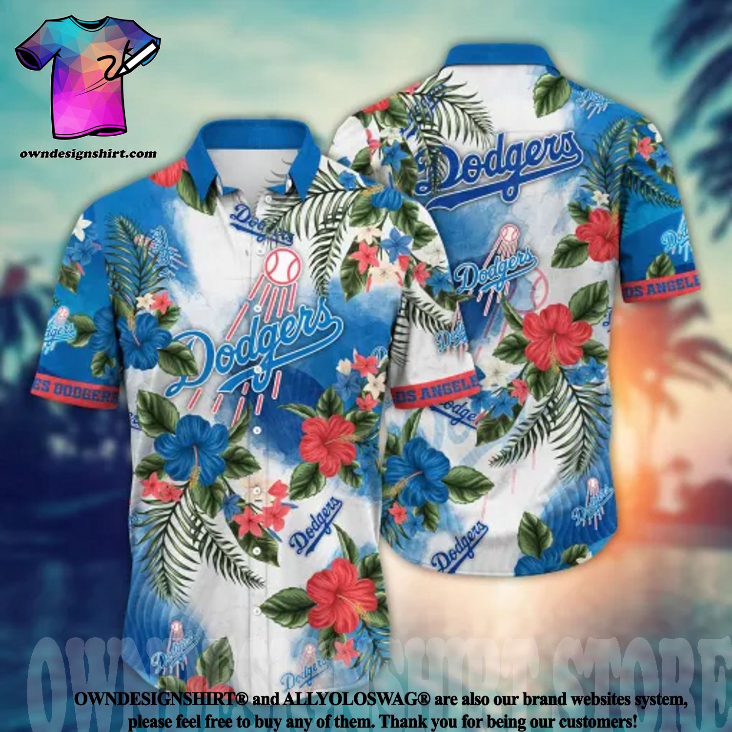 Dodgers Hawaiian Shirt Palm Leaves Pattern Los Angeles Dodgers