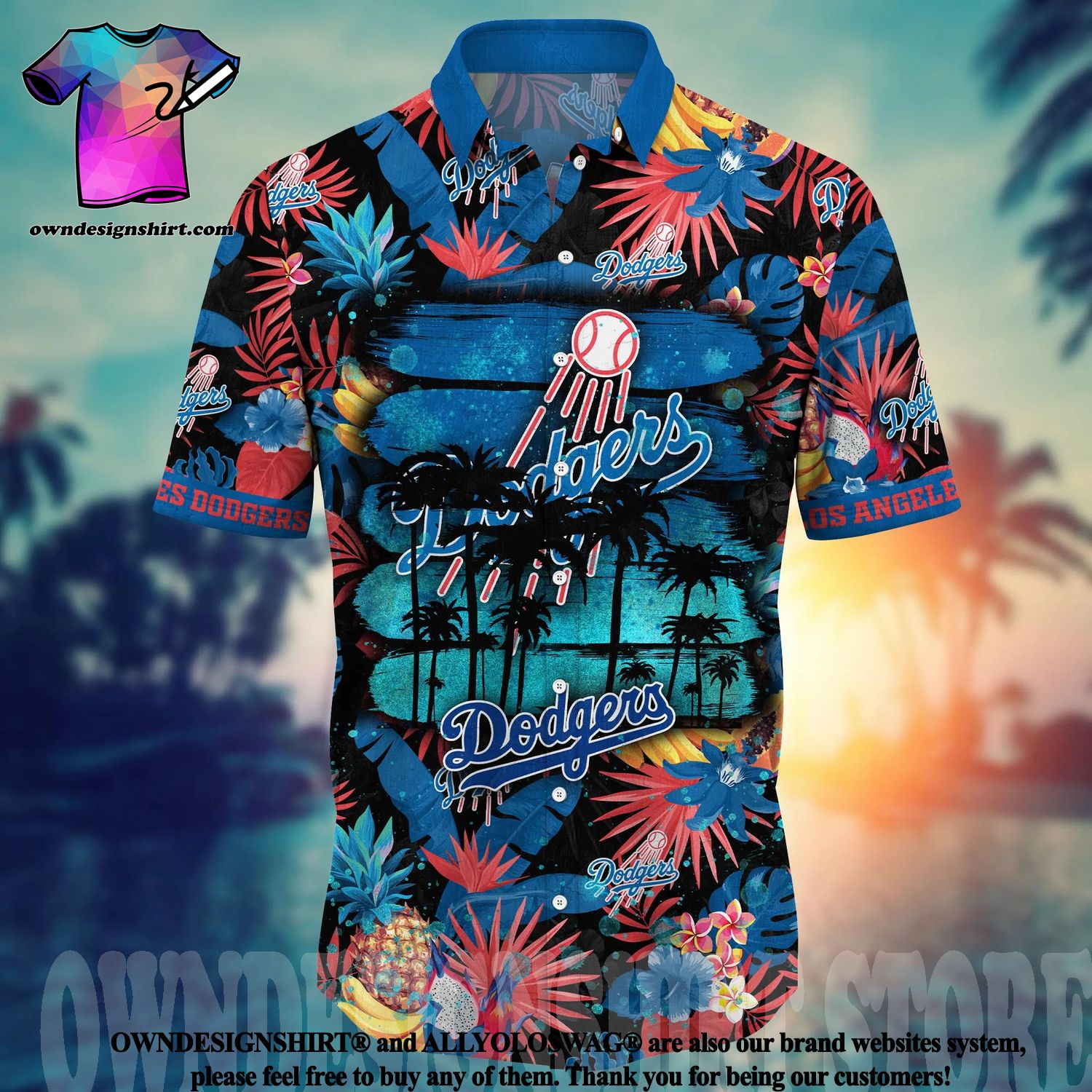 Top-selling item] Los Angeles Dodgers Palm Tree Pattern Full Print Hawaii  Shirt