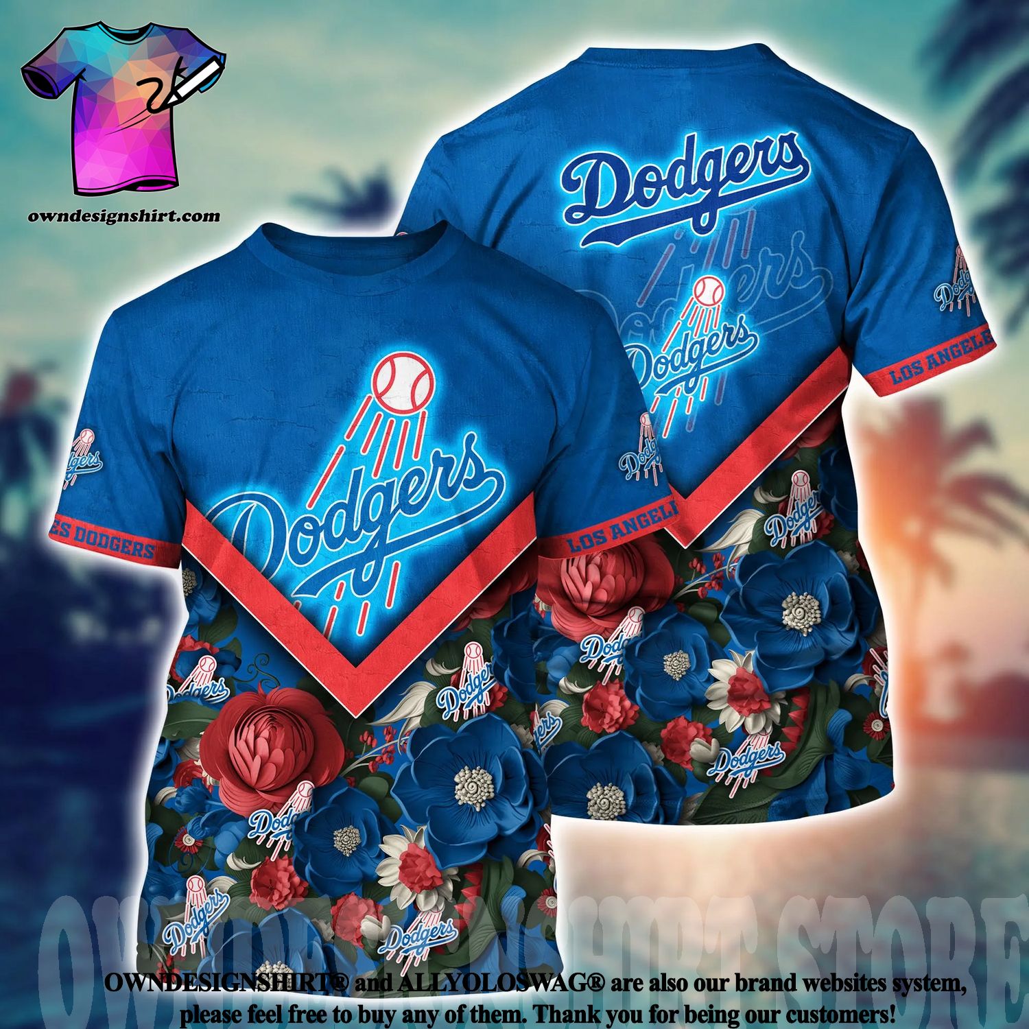 Los Angeles Dodgers MLB Flower Full Printed 3D Hawaiian Shirt - Limotees