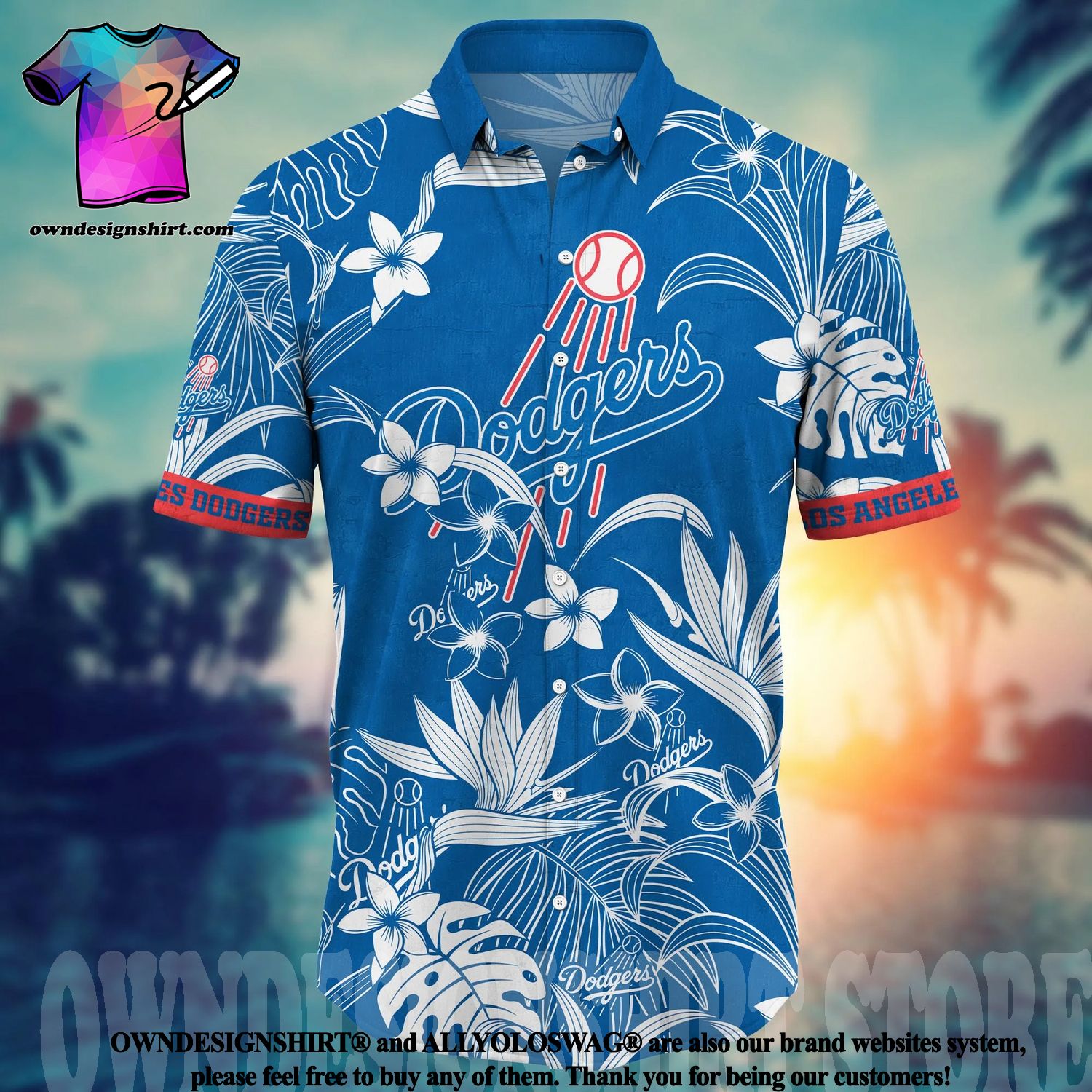 Los Angeles Dodgers MLB Flower Classic Full Print Hawaiian Shirt - Limotees